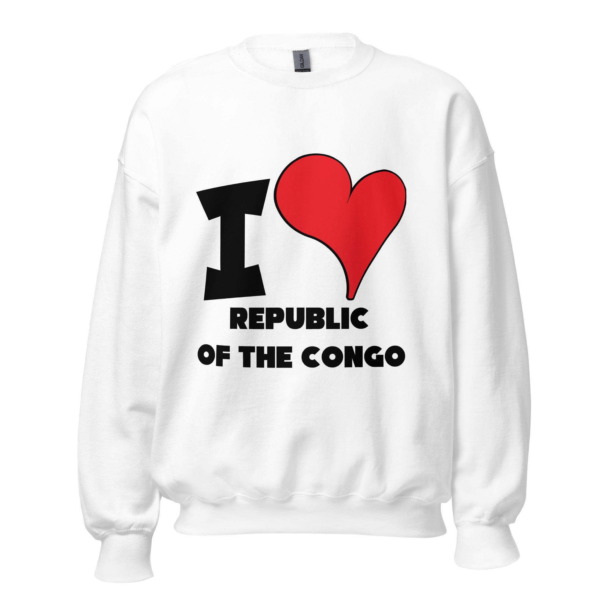 Unisex Sweatshirt - I Love Republic of the Congo Red