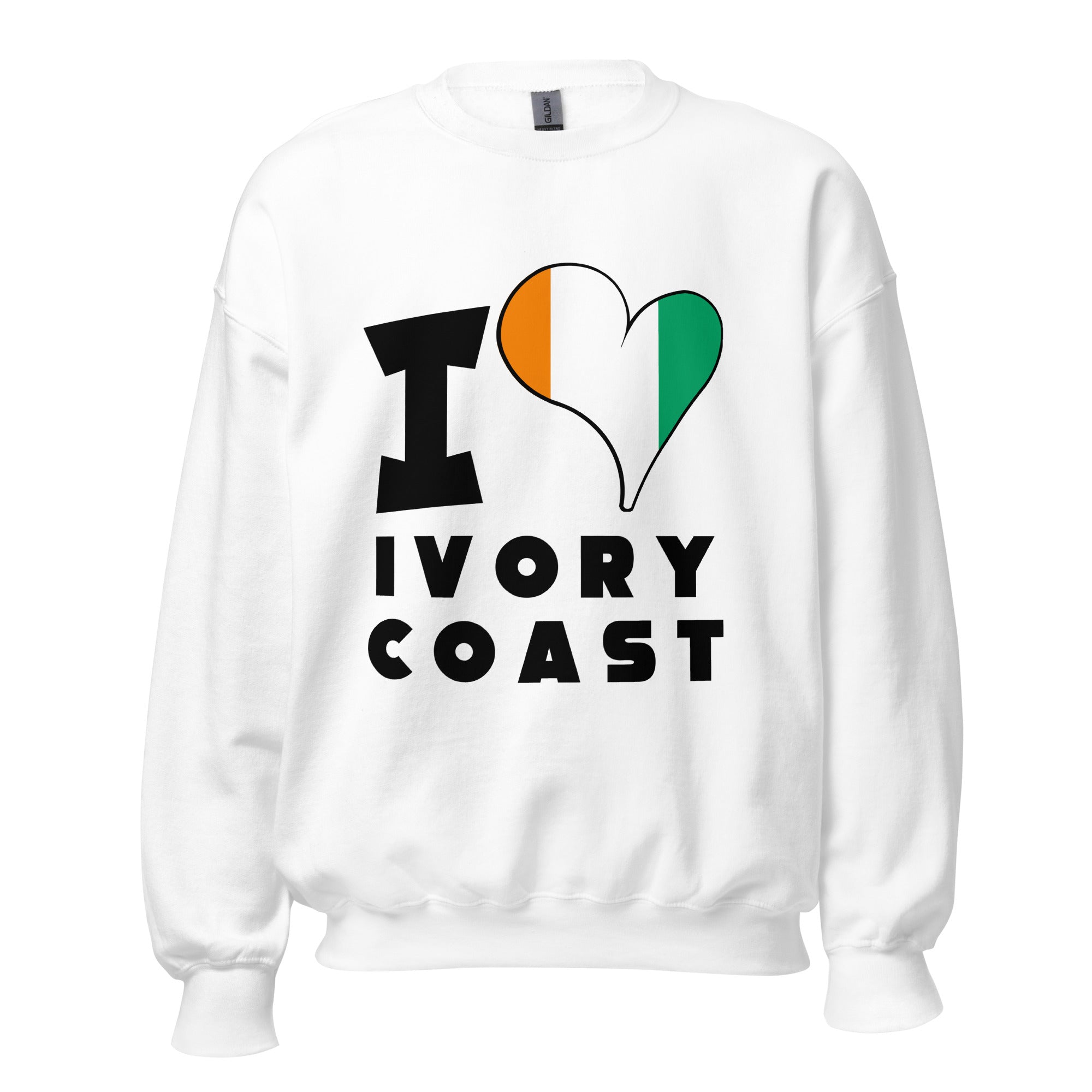 Unisex Sweatshirt - I Love Ivory Coast Flag