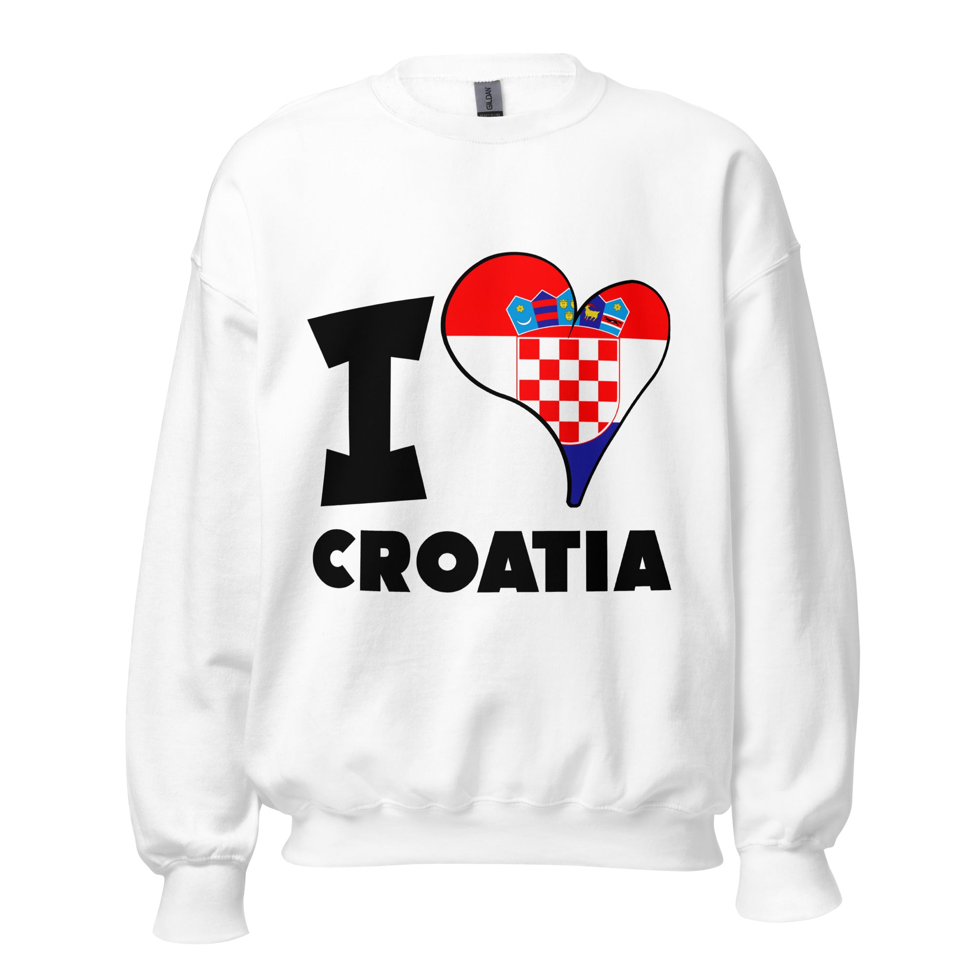 Unisex Sweatshirt - I Love Croatia Flag