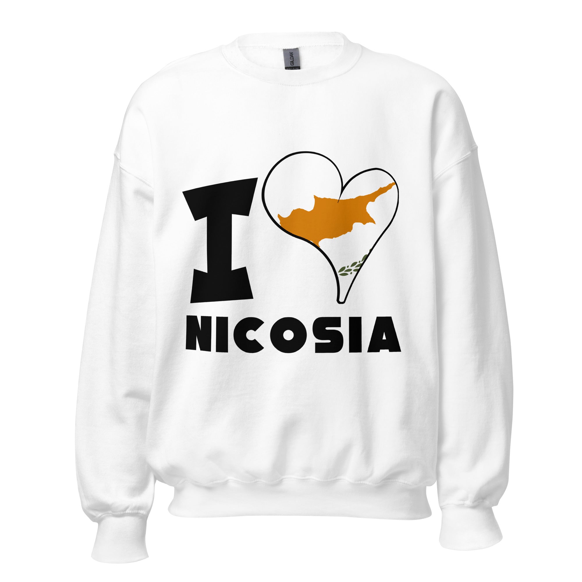 Unisex Sweatshirt - I Love Nicosia Flag