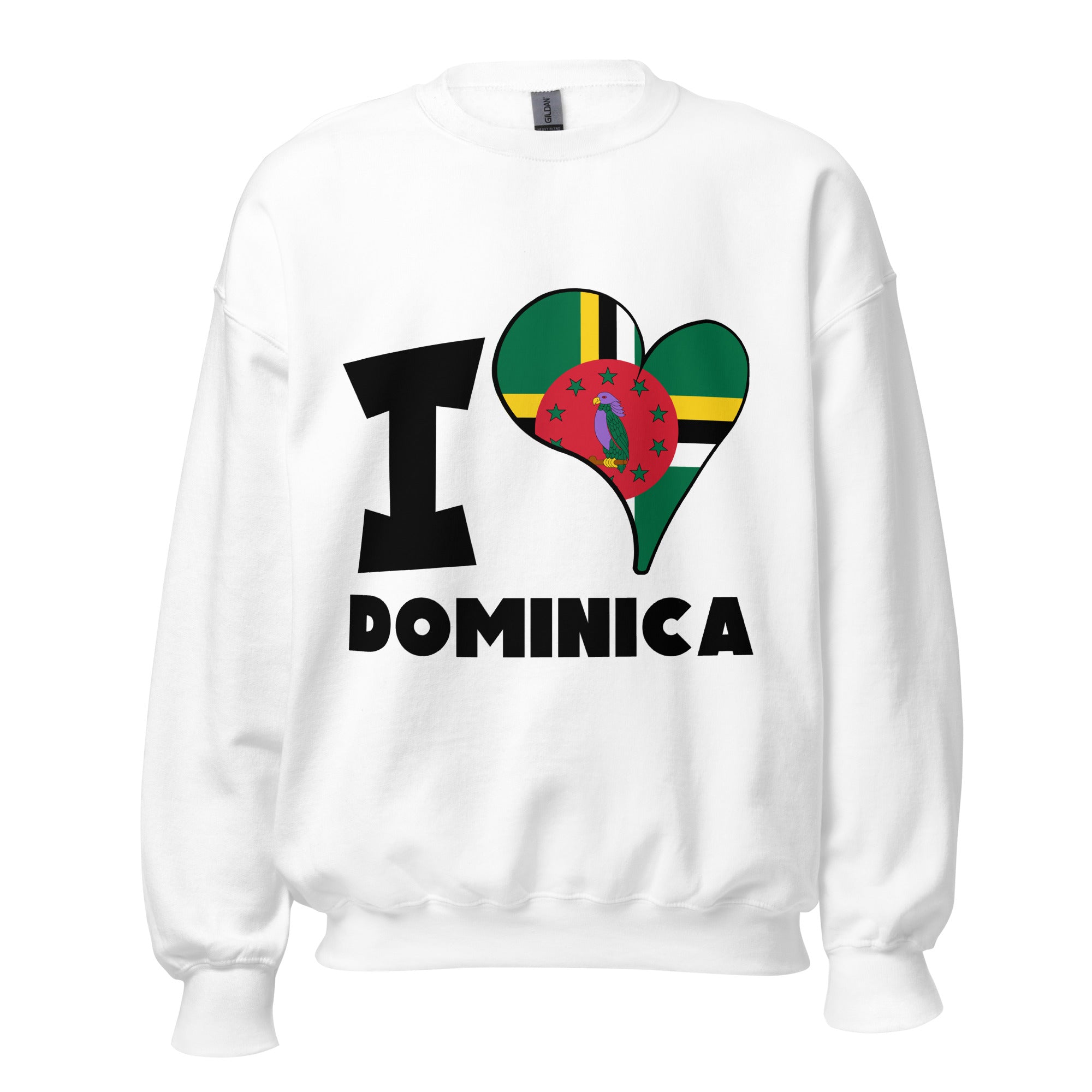 Unisex Sweatshirt - I Love Dominica Flag