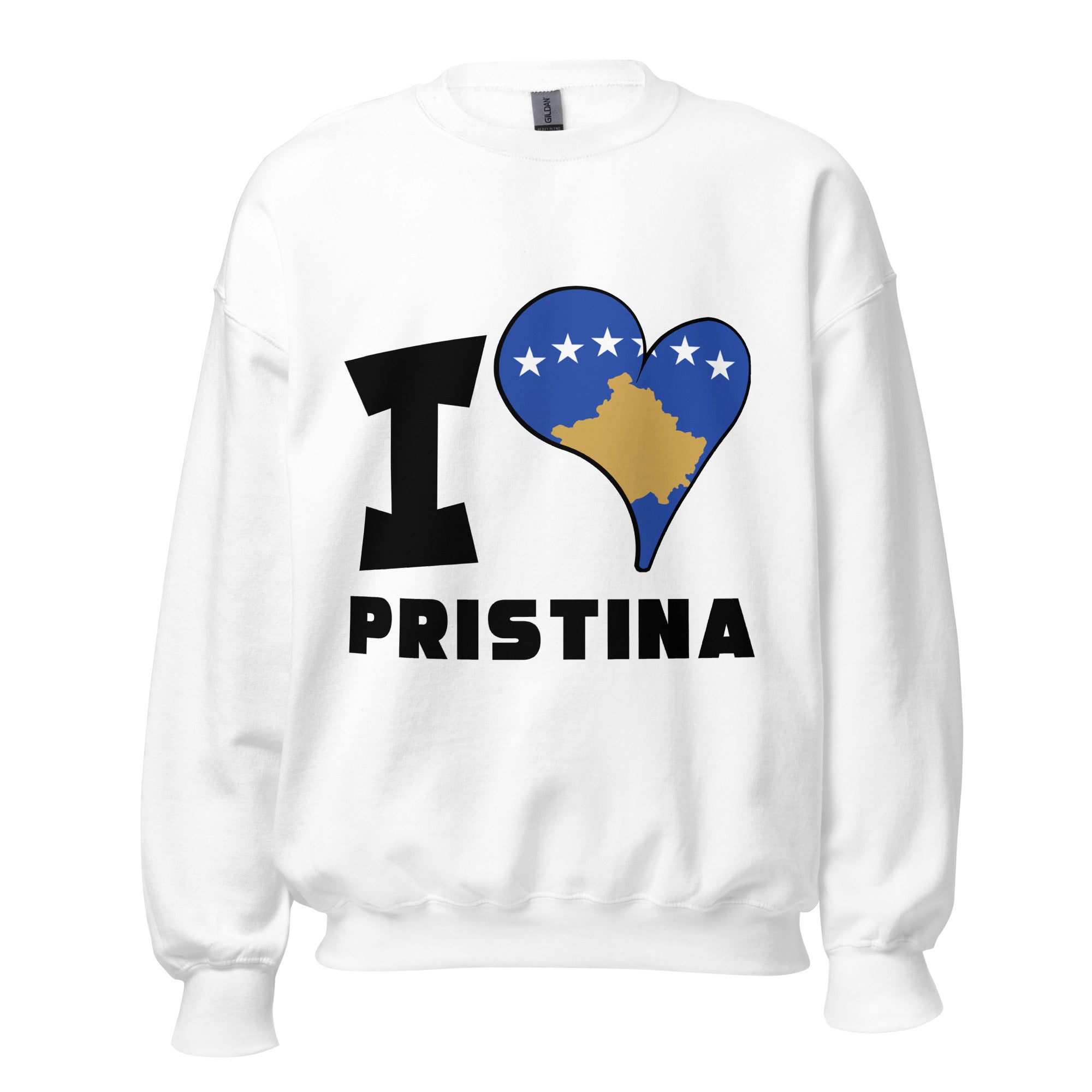 Unisex Sweatshirt - I Love Pristina Flag