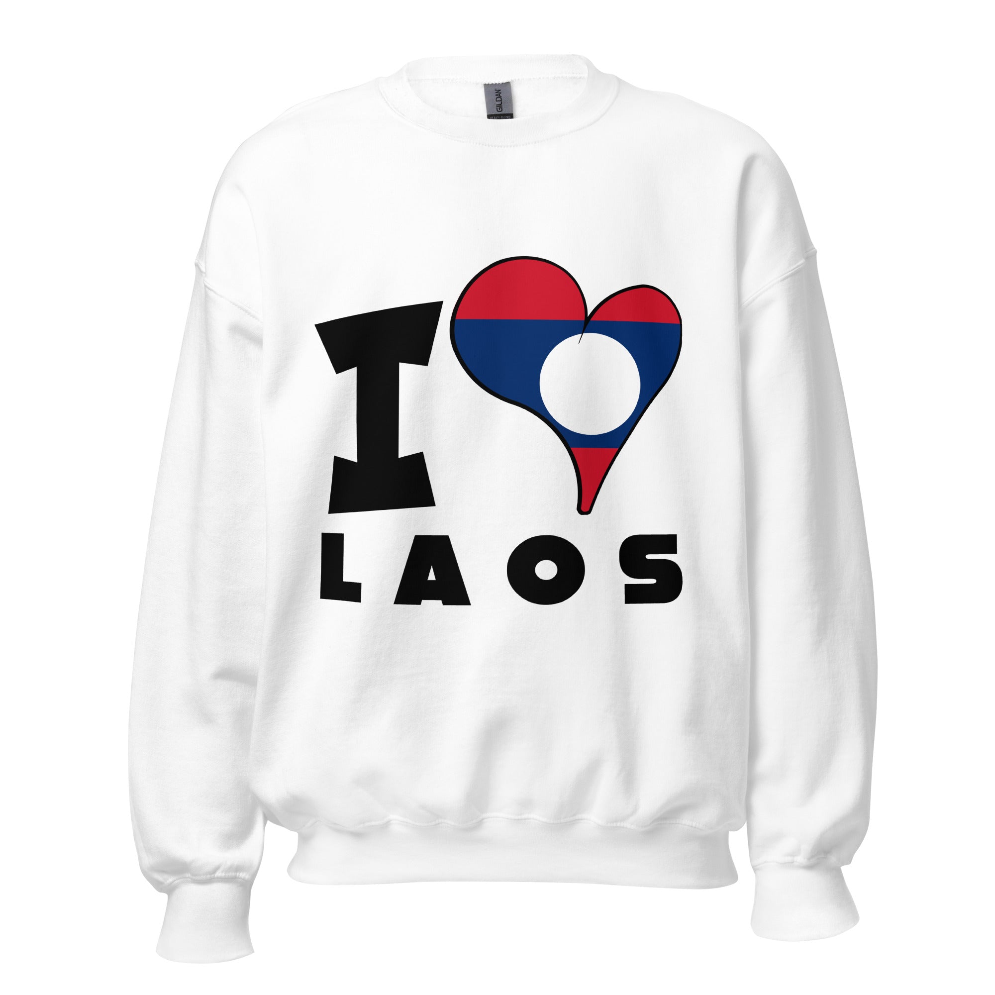 Unisex Sweatshirt - I Love Laos Flag