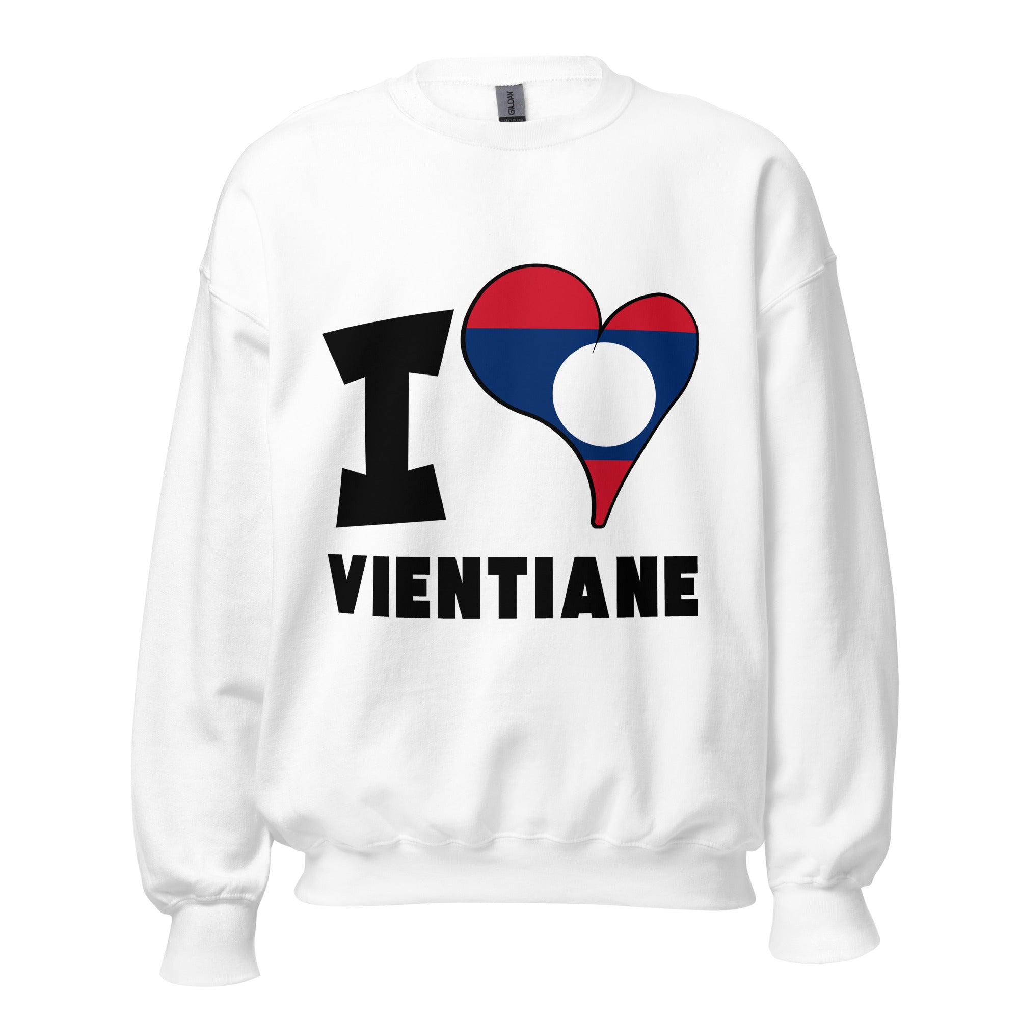 Unisex Sweatshirt - I Love Vientiane Flag