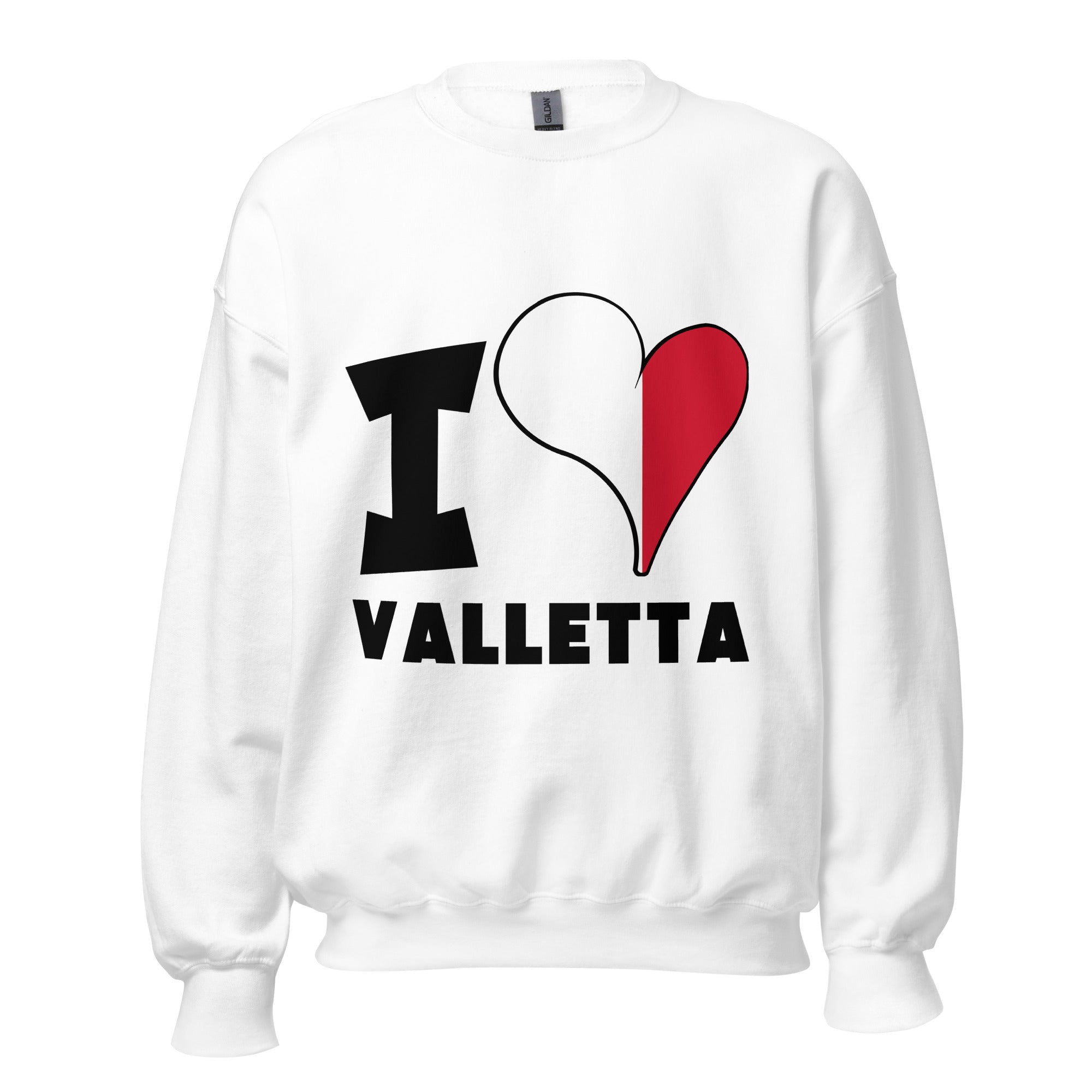 Unisex Sweatshirt - I Love Valletta Flag