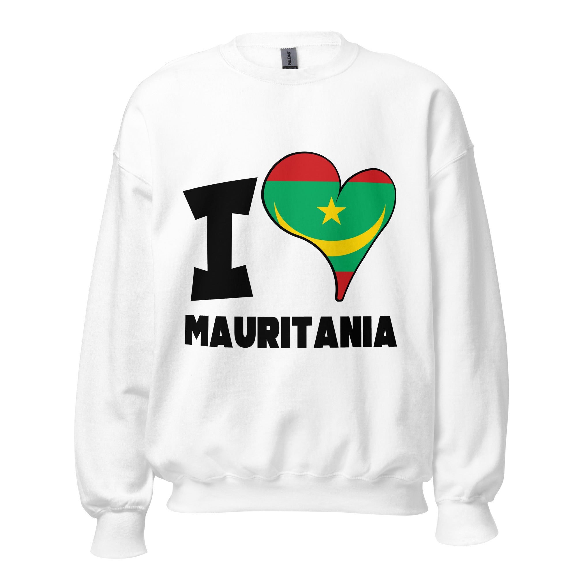 Unisex Sweatshirt - I Love Mauritania Flag