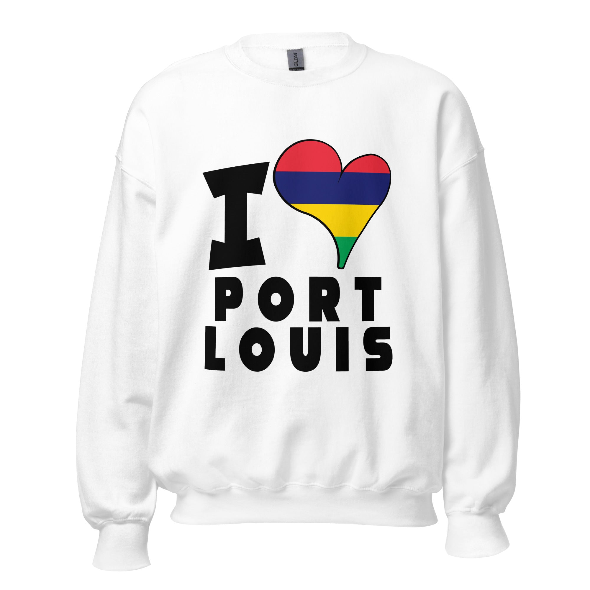 Unisex Sweatshirt - I Love Port Louis Flag