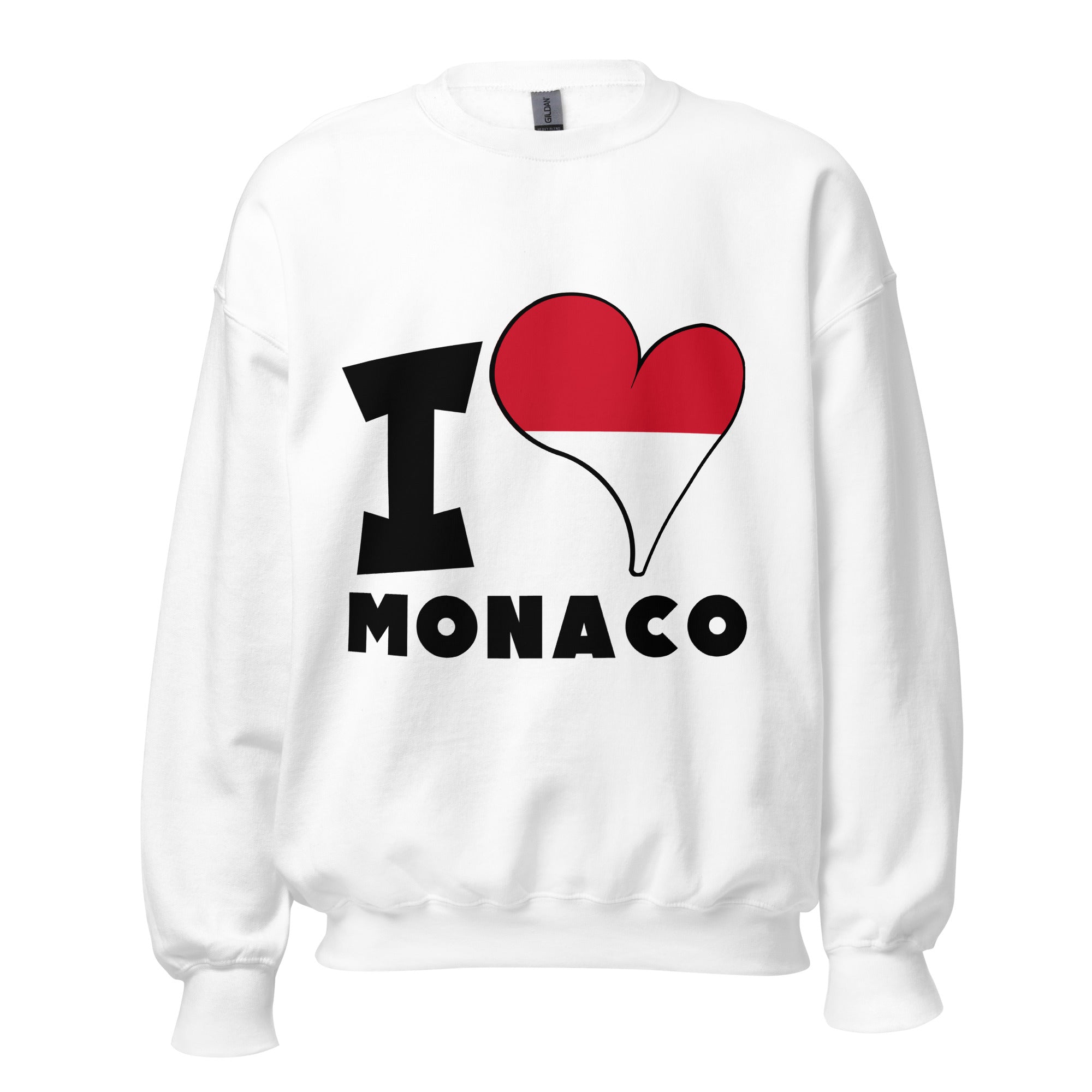 Unisex Sweatshirt - I Love Monaco Flag