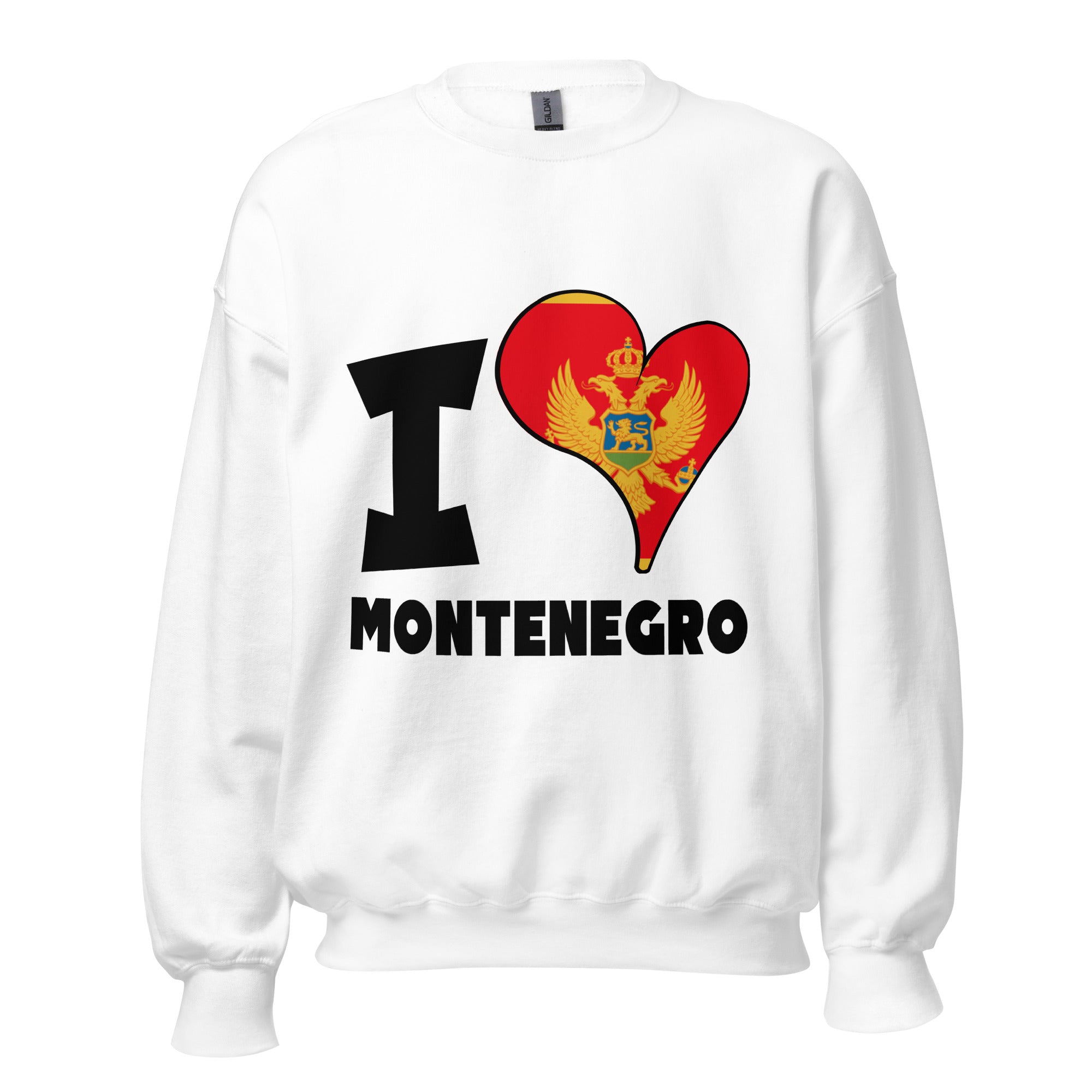 Unisex Sweatshirt - I Love Montenegro Flag