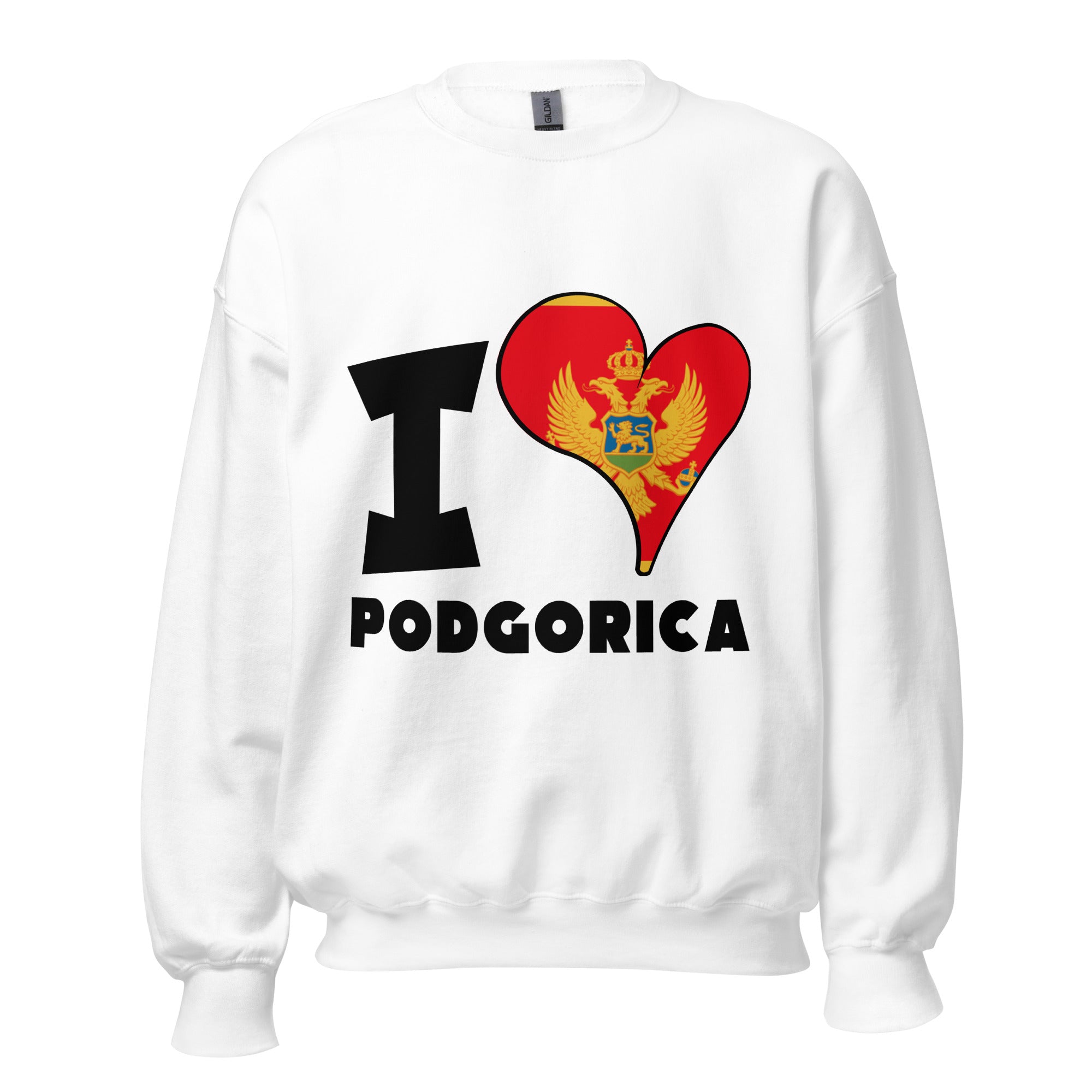 Unisex Sweatshirt - I Love Podgorica Flag