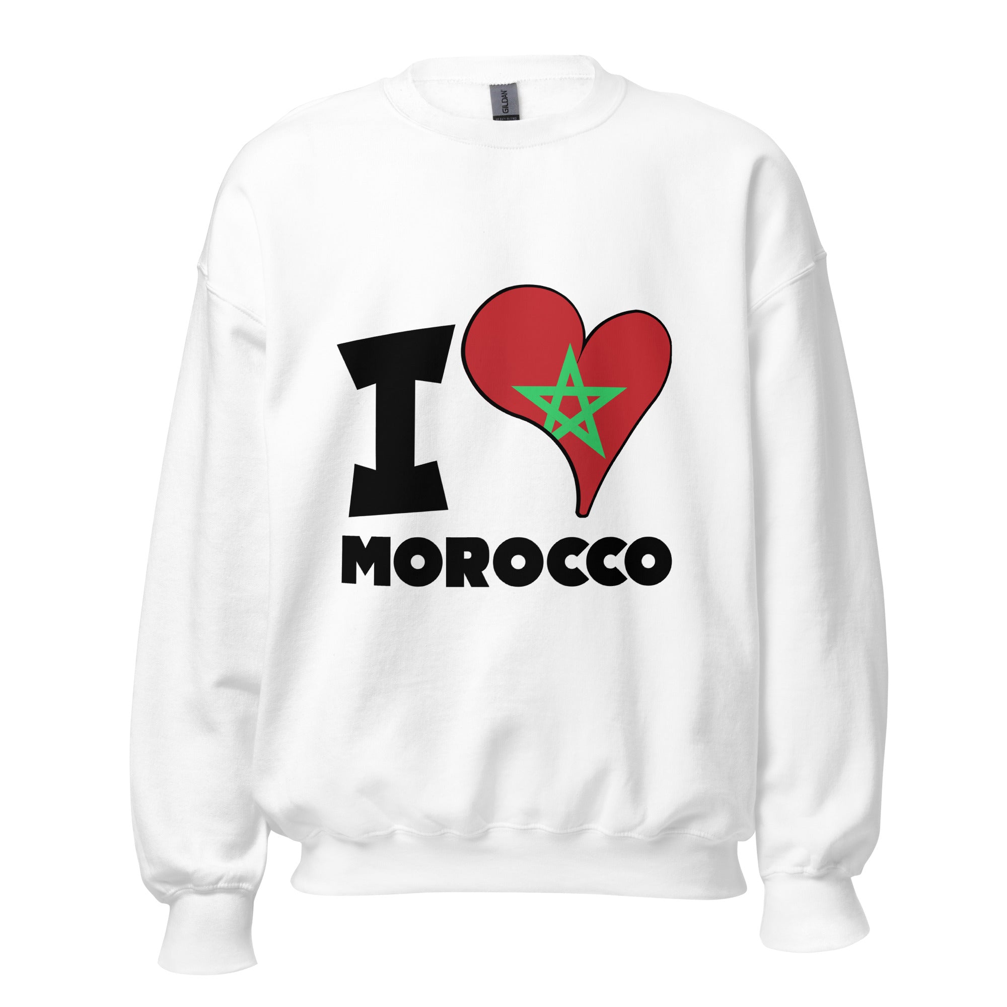 Unisex Sweatshirt - I Love Morocco Flag