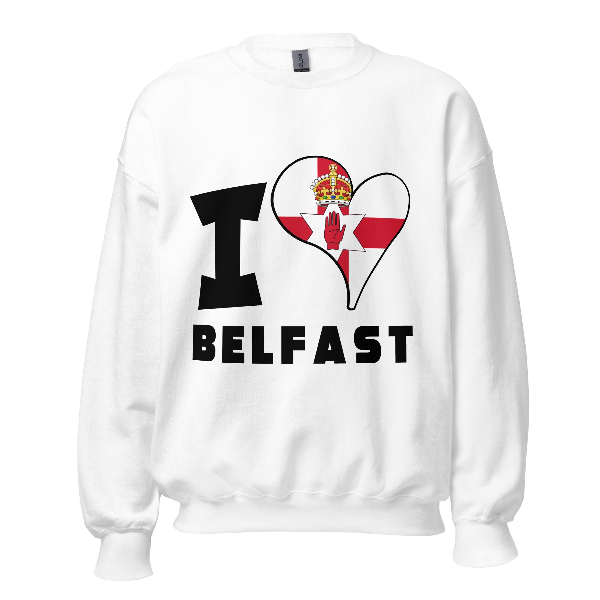 Unisex Sweatshirt - I Love Belfast Flag