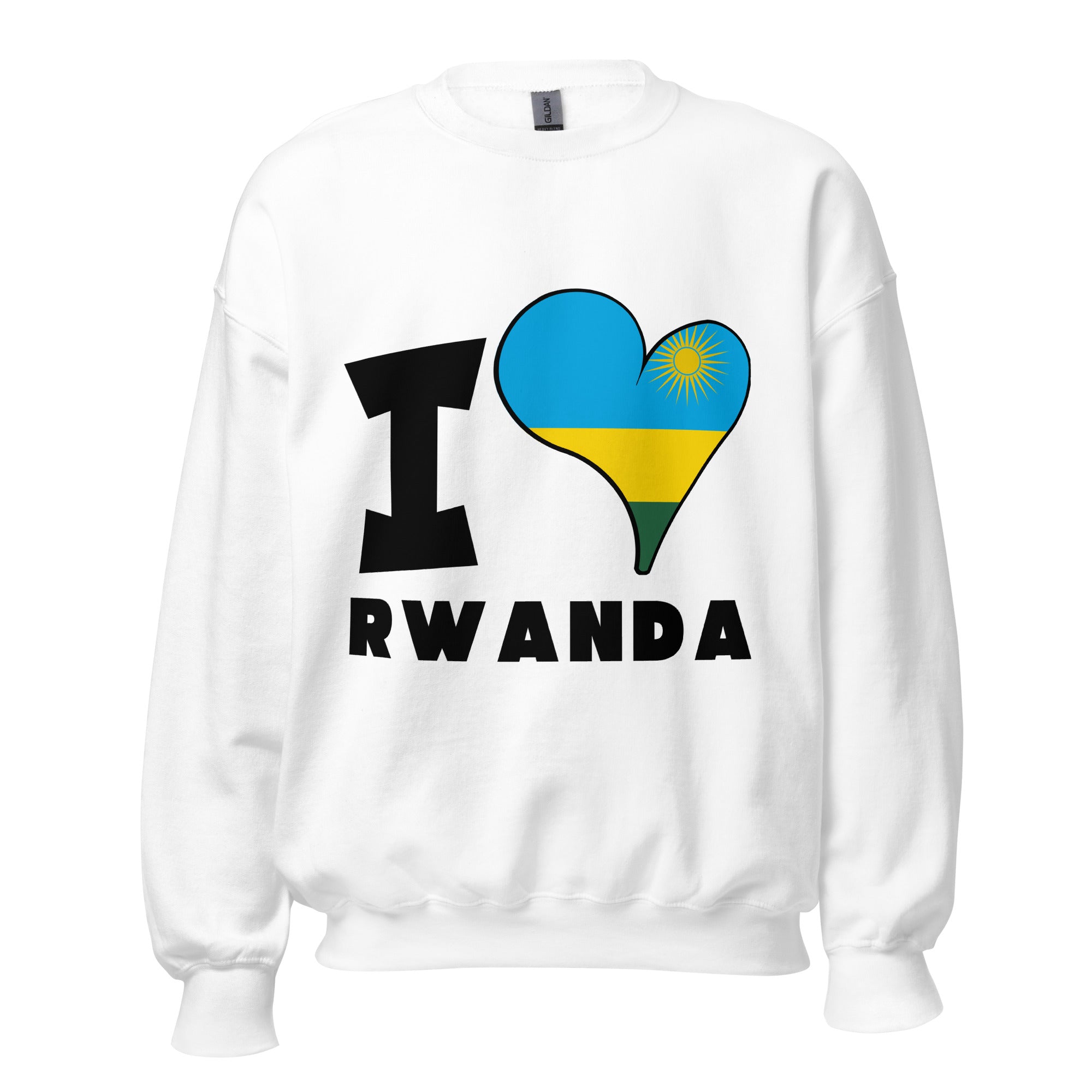 Unisex Sweatshirt - I Love Rwanda Flag