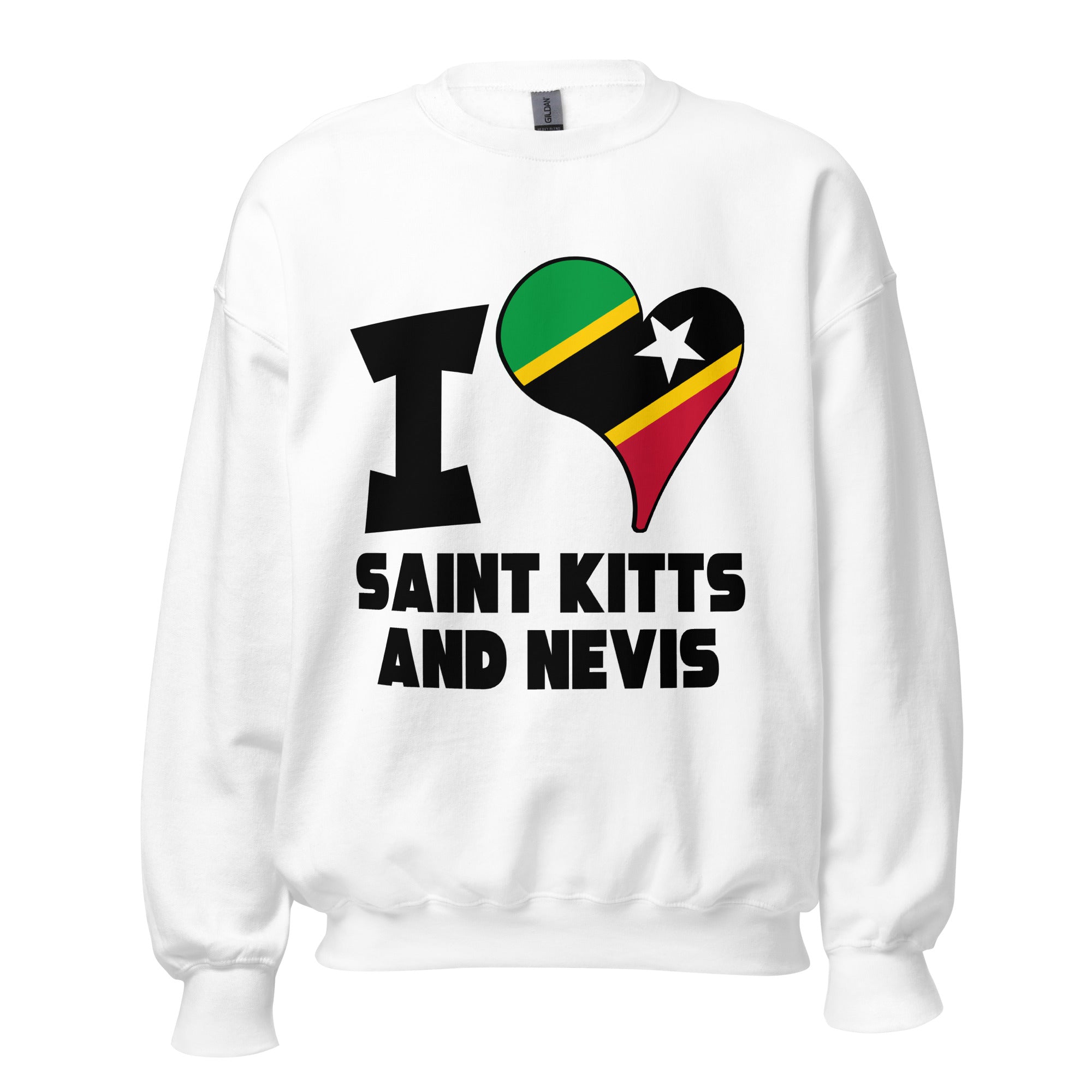 Unisex Sweatshirt - I Love Saint Kitts and Nevis Flag