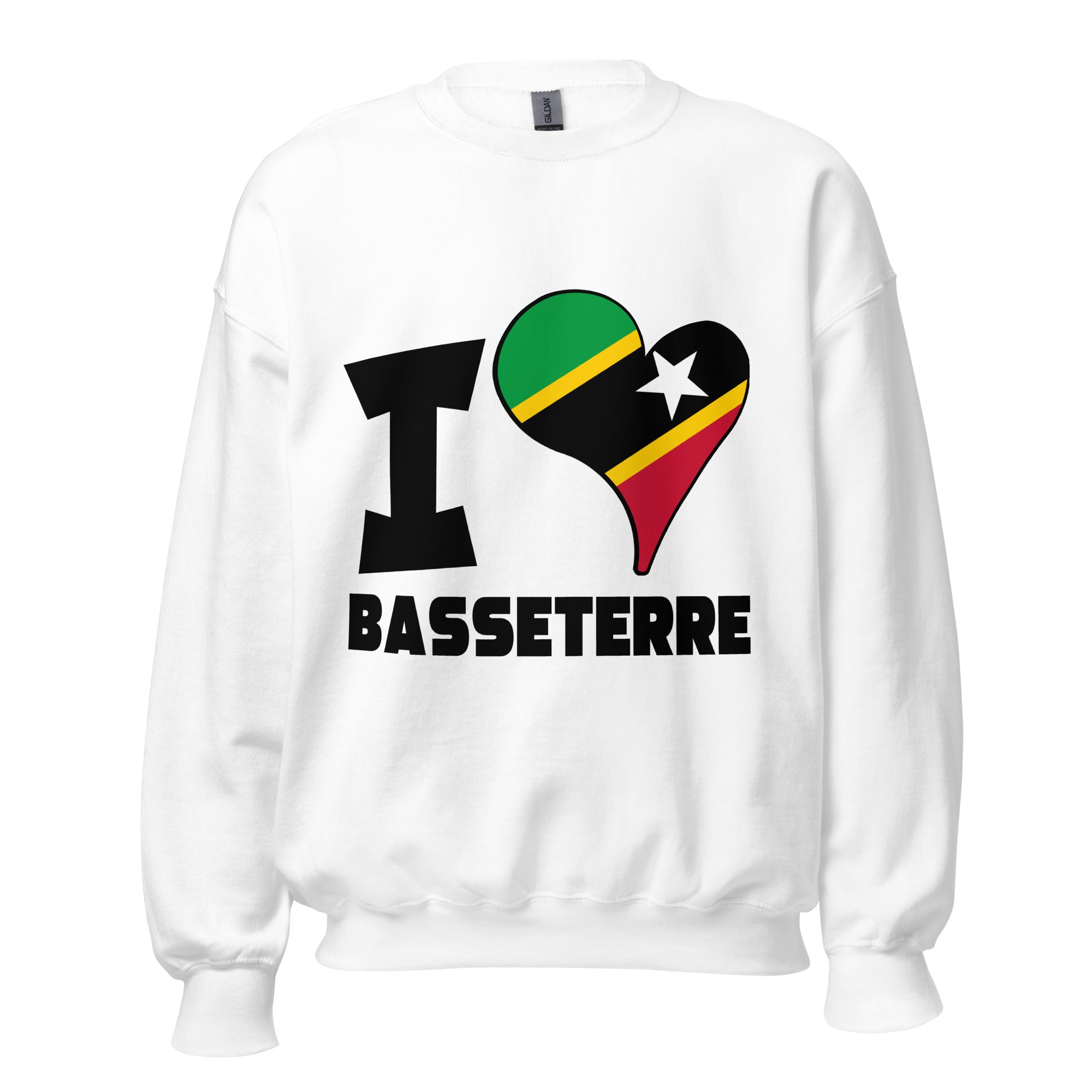 Unisex Sweatshirt - I Love Basseterre Flag