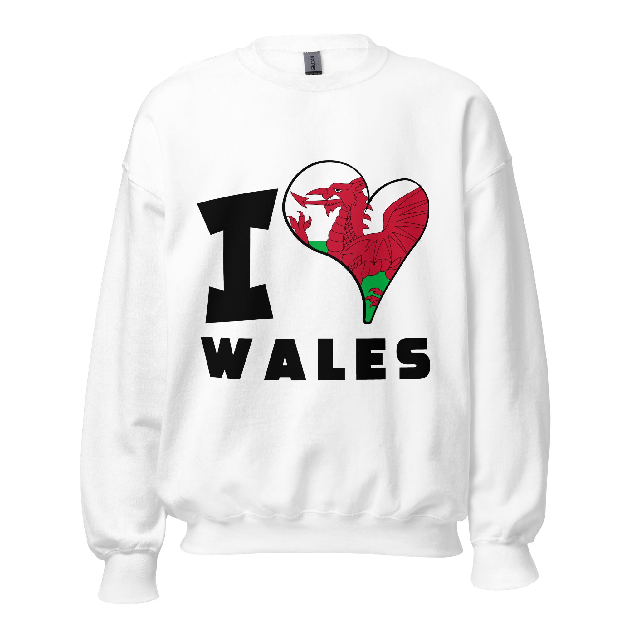 Unisex Sweatshirt - I Love Wales Flag