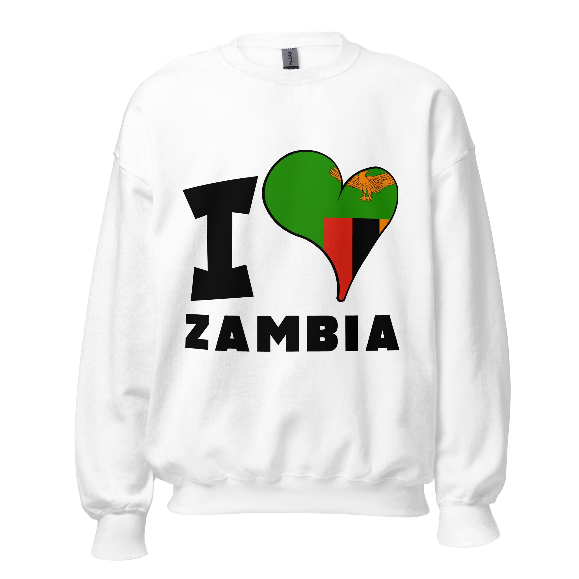 Unisex Sweatshirt - I Love Zambia Flag