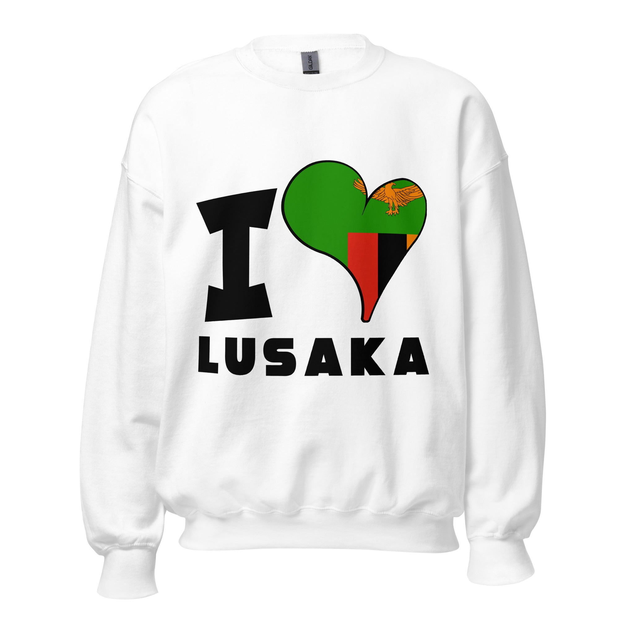 Unisex Sweatshirt - I Love Lusaka Flag