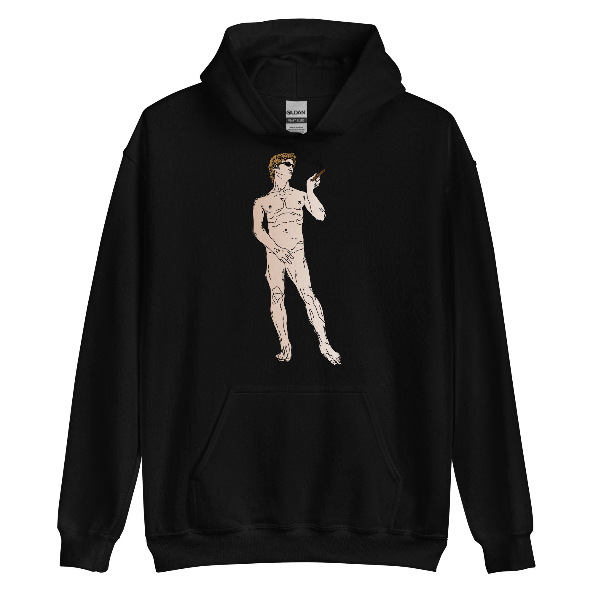 Unisex Hoodie - Michelangelo David  With Cigar Design