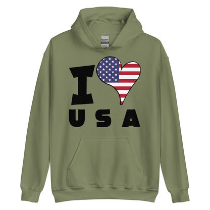 Unisex Hoodie - I Love USA Flag