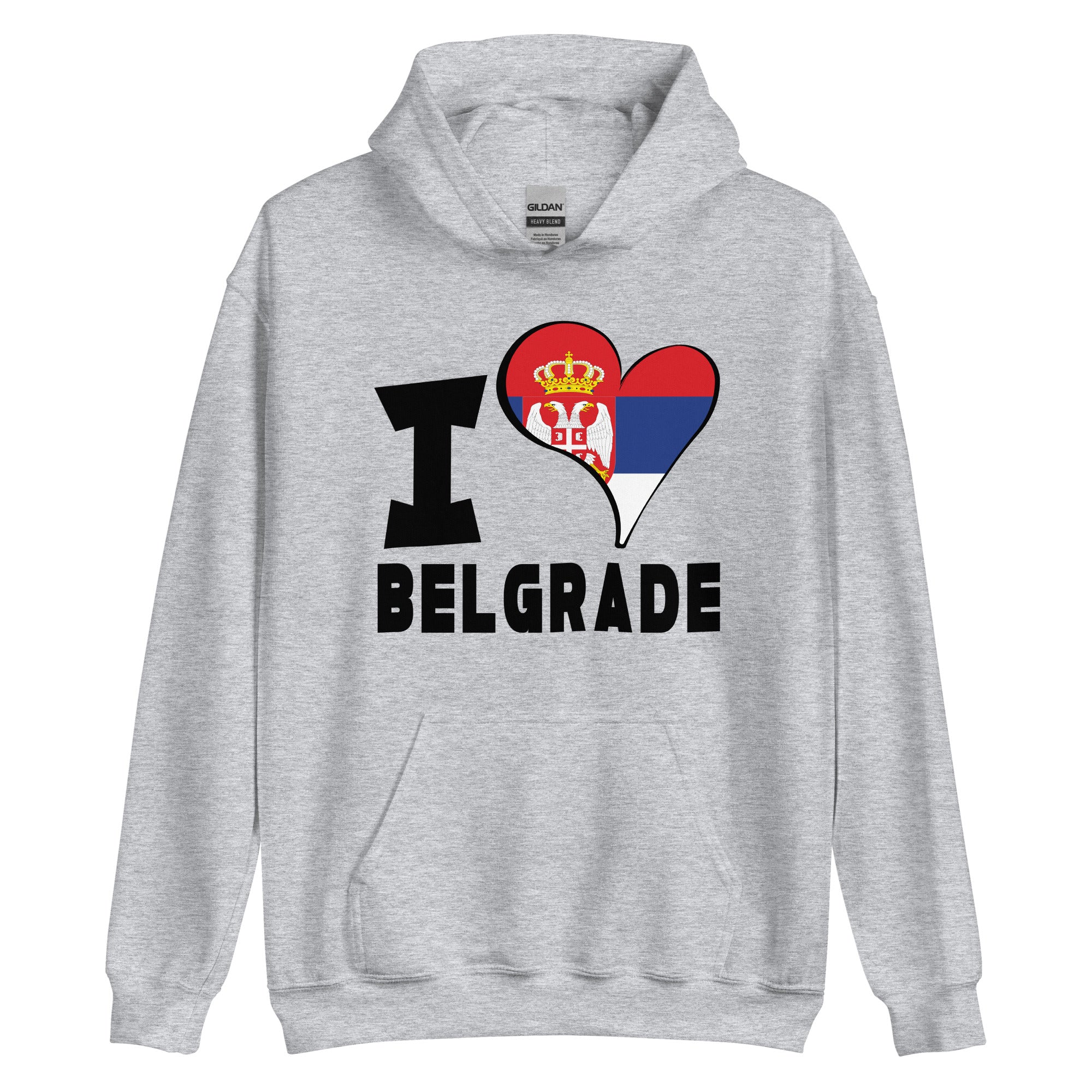 Unisex Hoodie - I Love Belgrade Flag