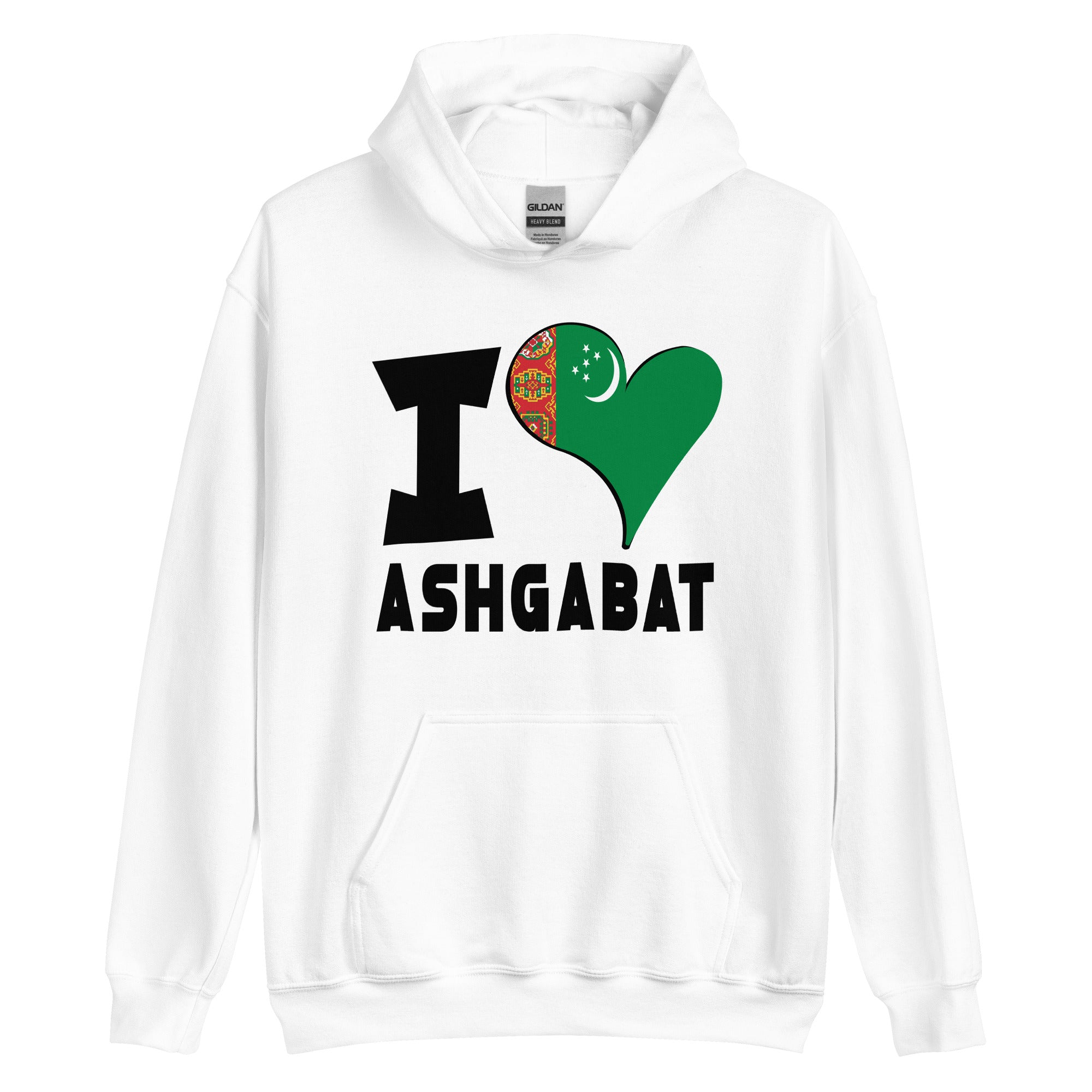 Unisex Hoodie - I Love Ashgabat Flag