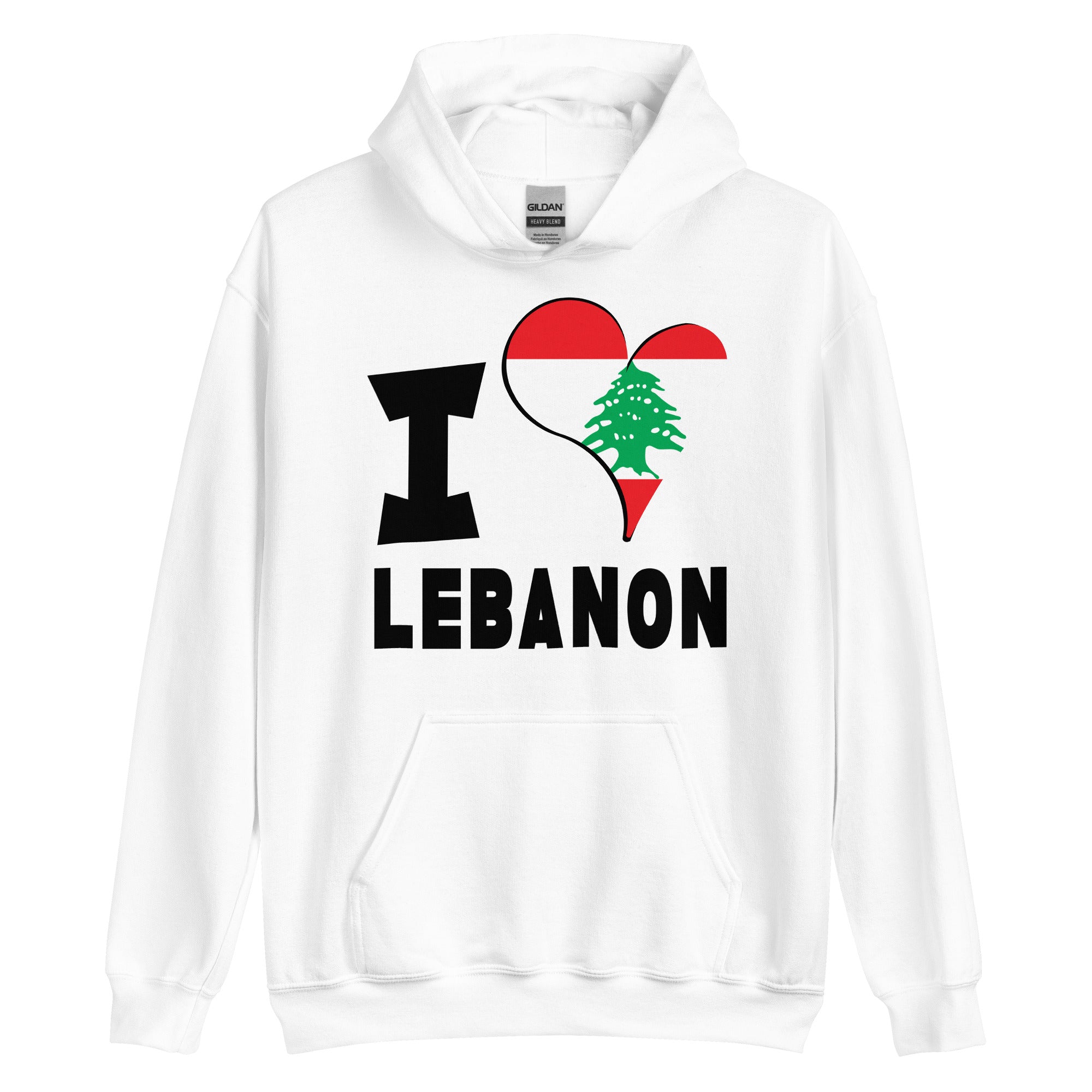 Unisex Hoodie - I Love Lebanon Flag