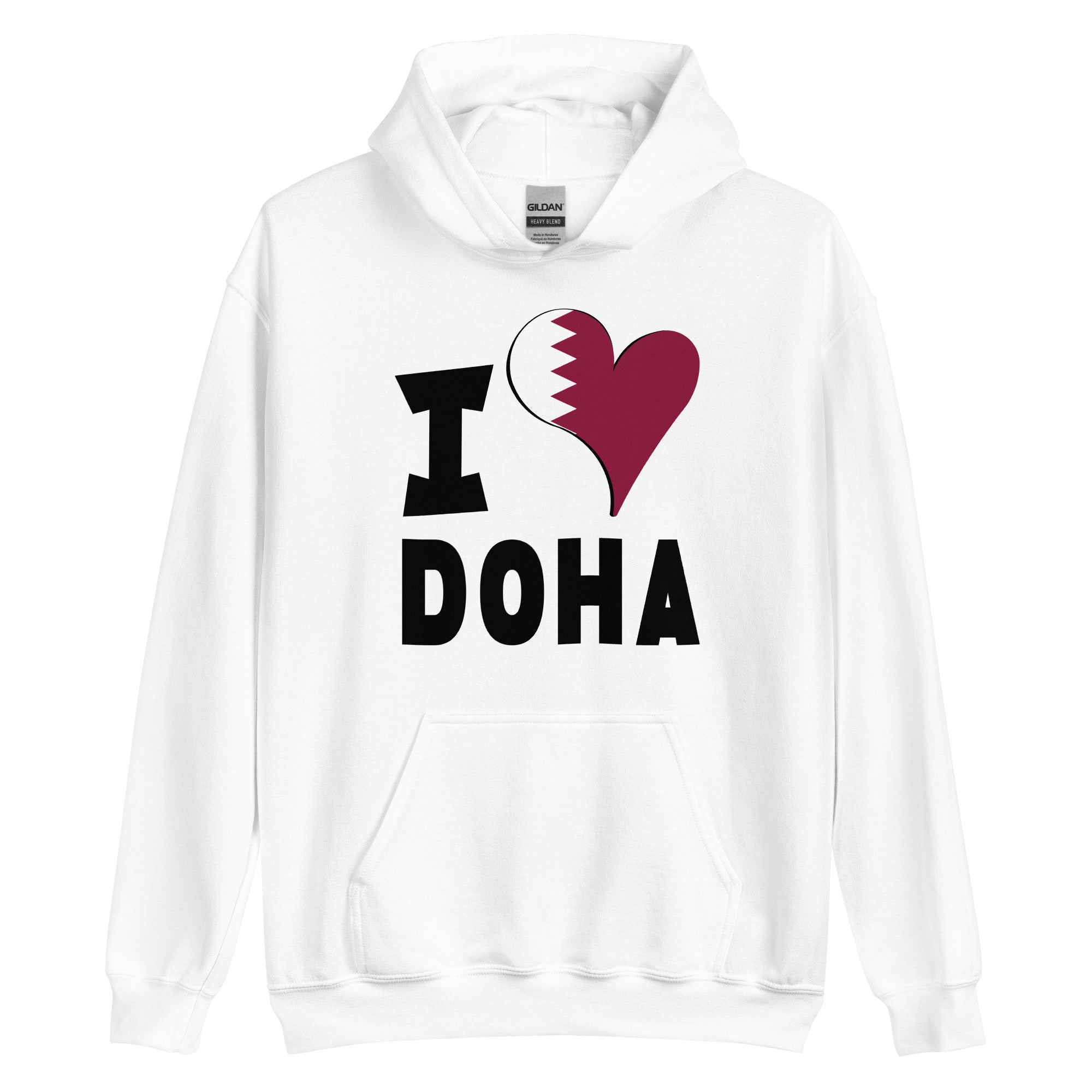 Unisex Hoodie - I Love Doha Flag