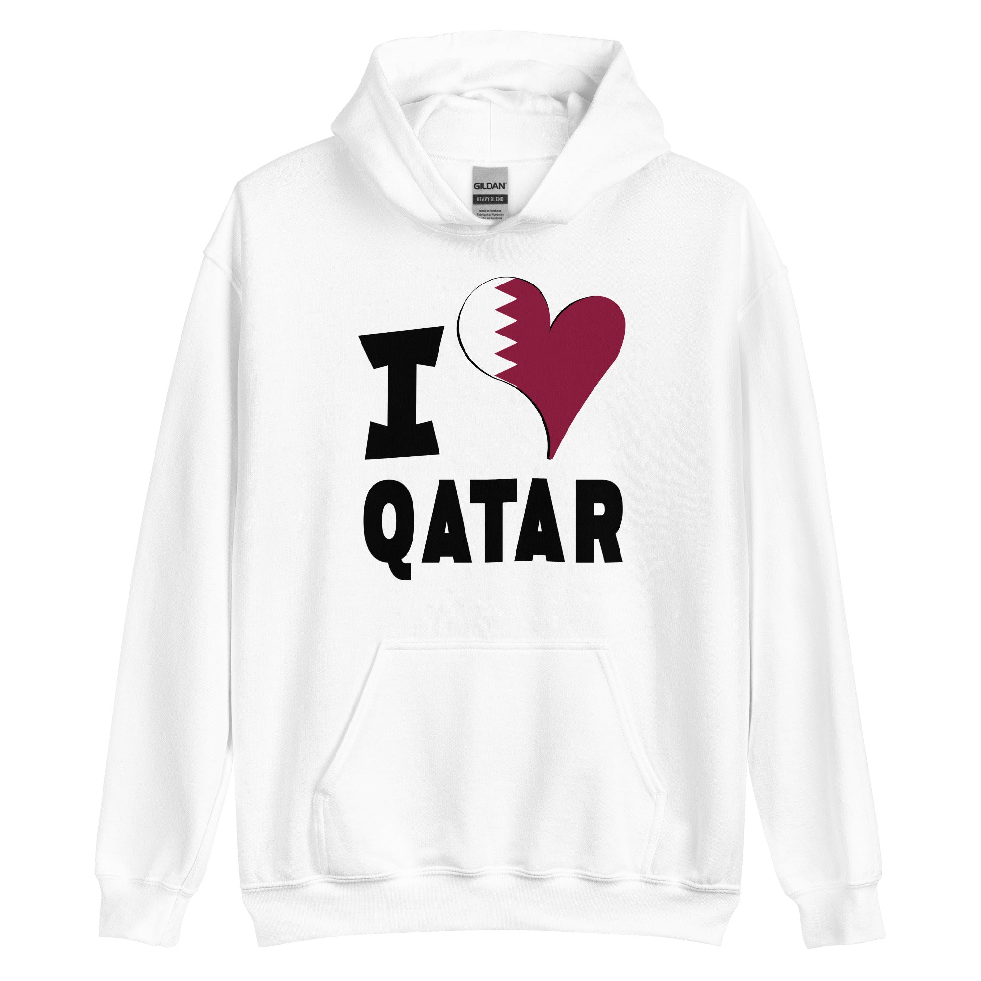 Unisex Hoodie - I Love Qatar Flag