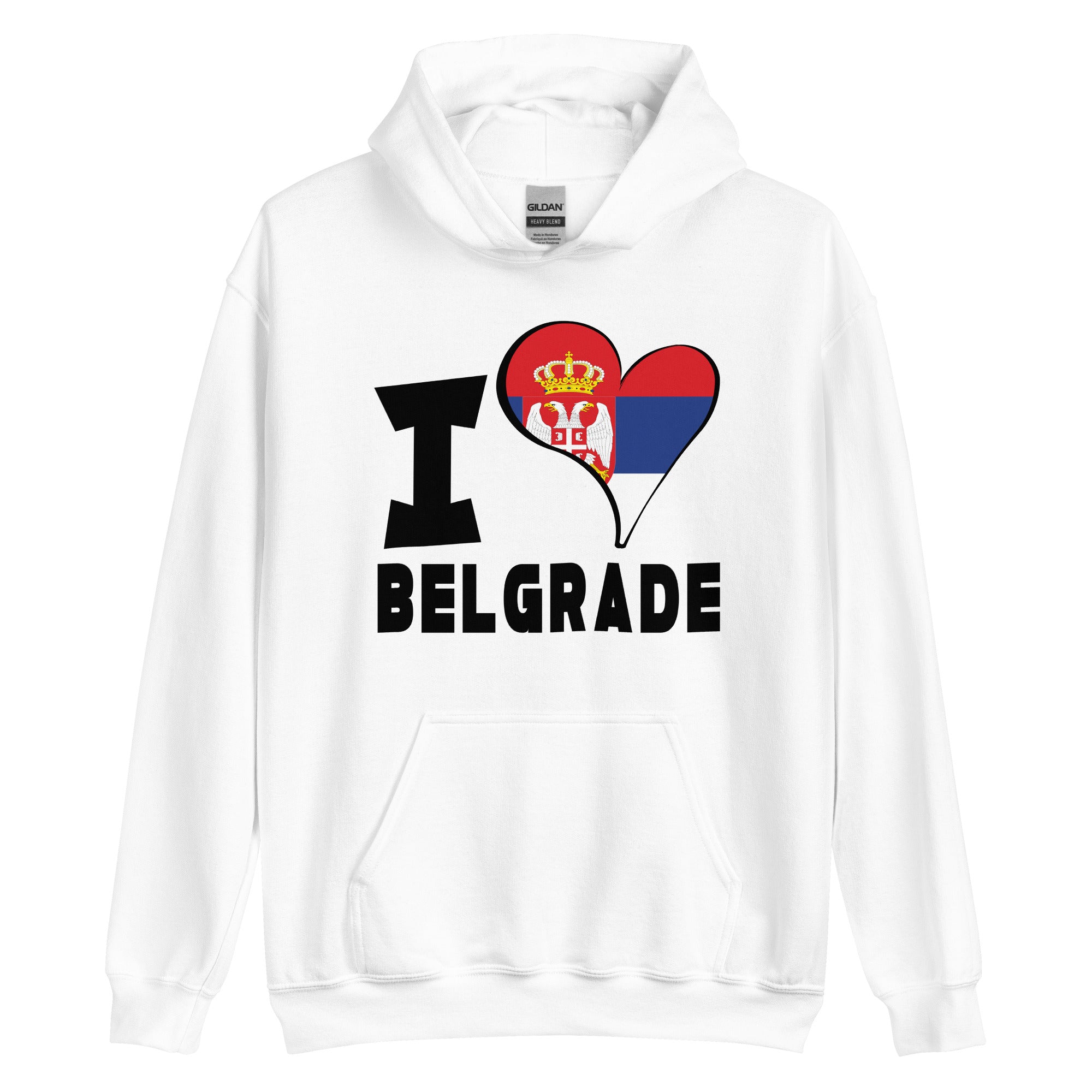 Unisex Hoodie - I Love Belgrade Flag