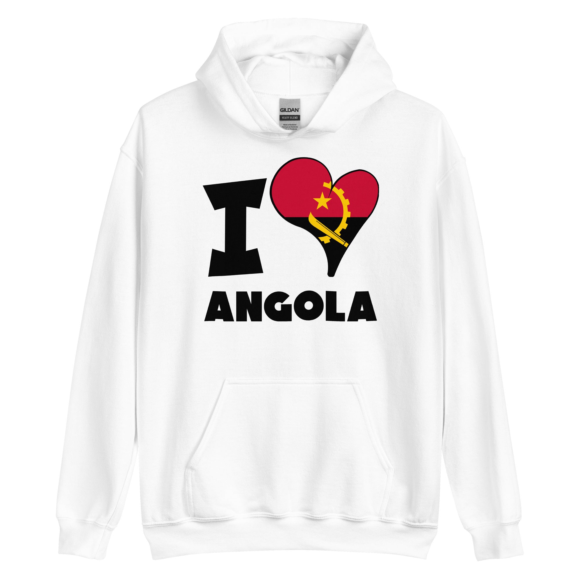 Unisex Hoodie - I Love Angola Flag