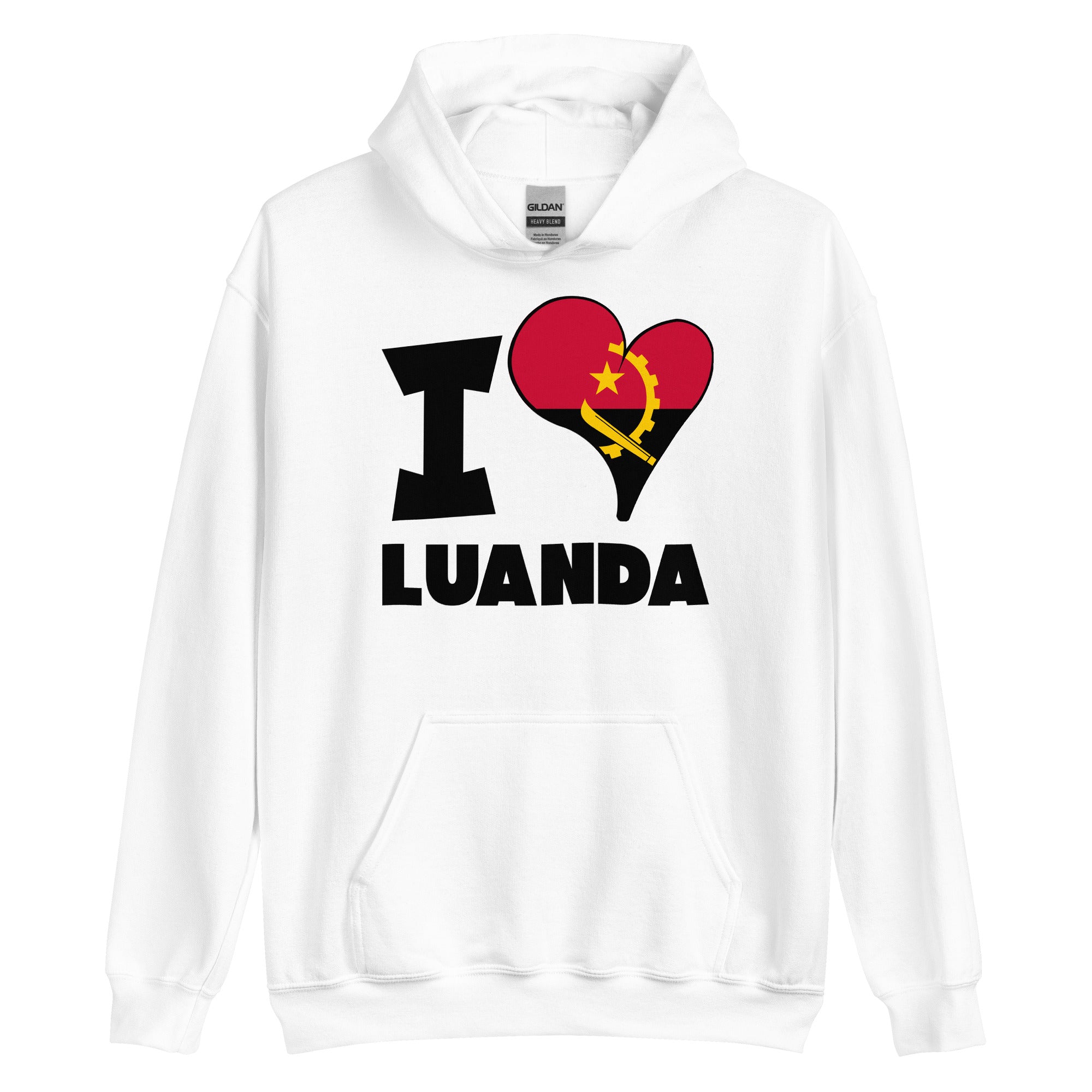 Unisex Hoodie - I Love Luanda Flag