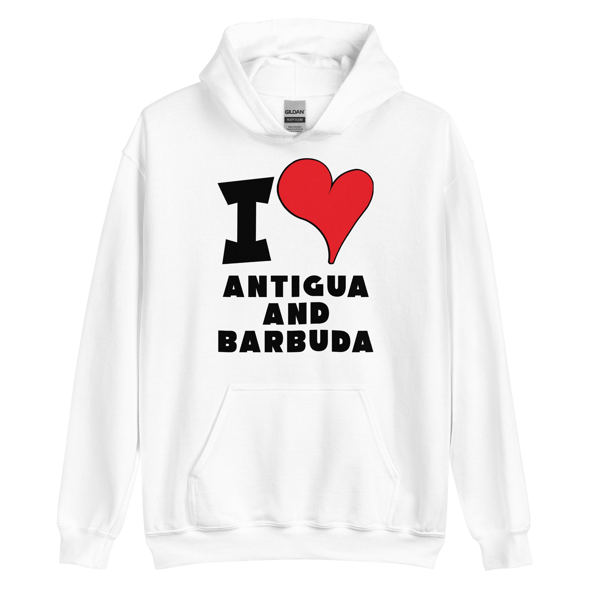 Unisex Hoodie - I Love Antigua and Barbuda Red