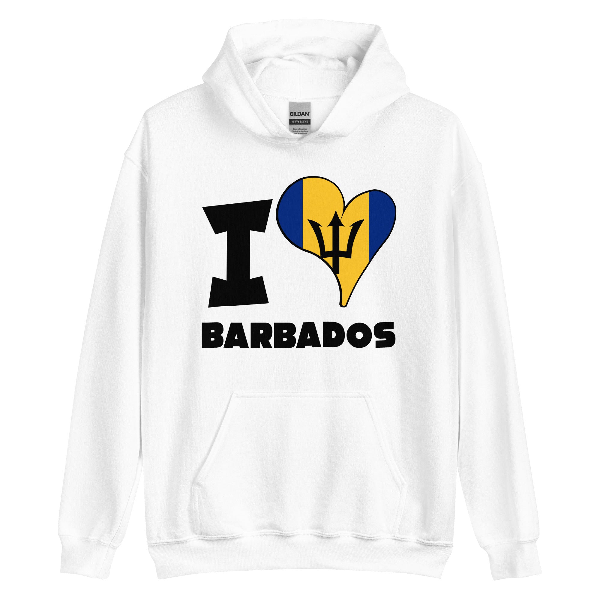 Unisex Hoodie - I Love Barbados Flag