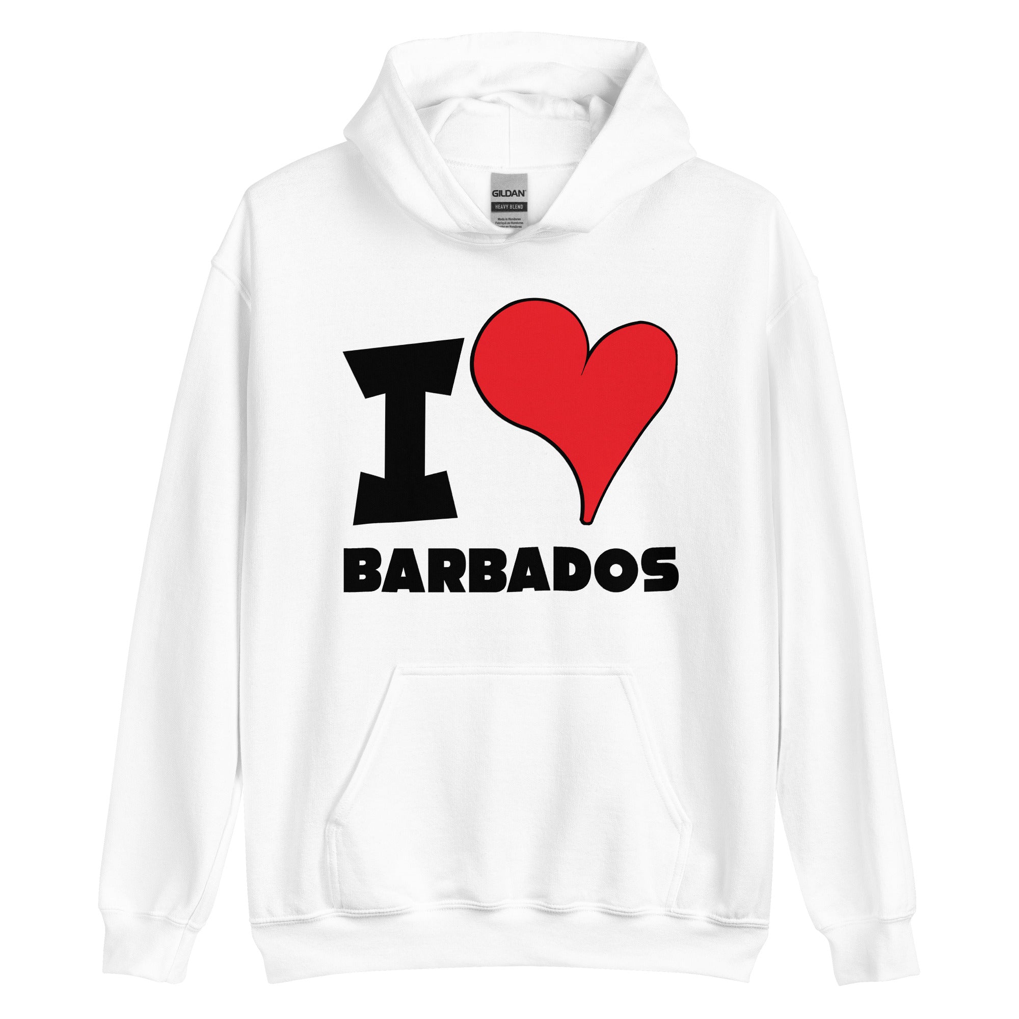 Unisex Hoodie - I Love Barbados Red