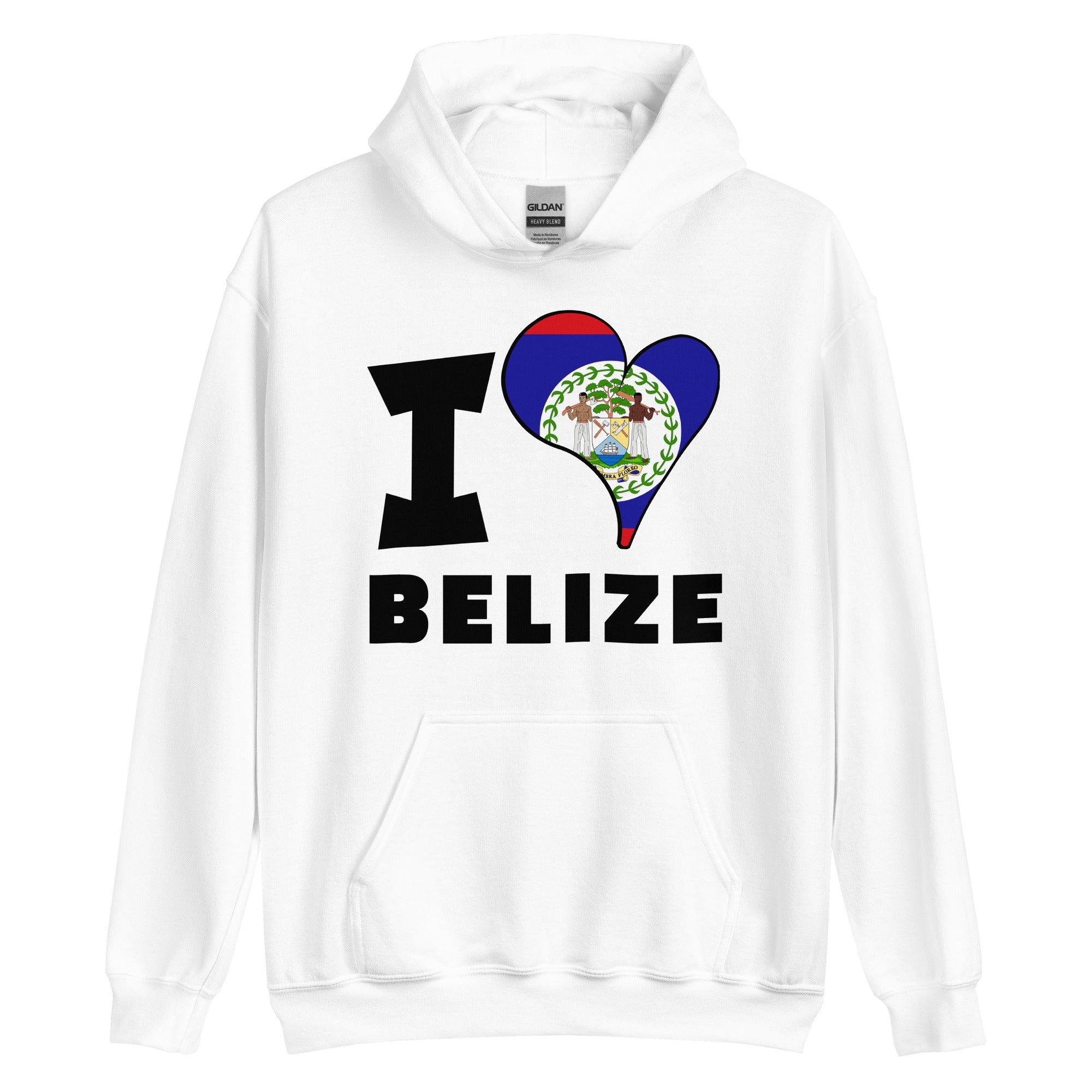 Unisex Hoodie - I Love Belize Flag