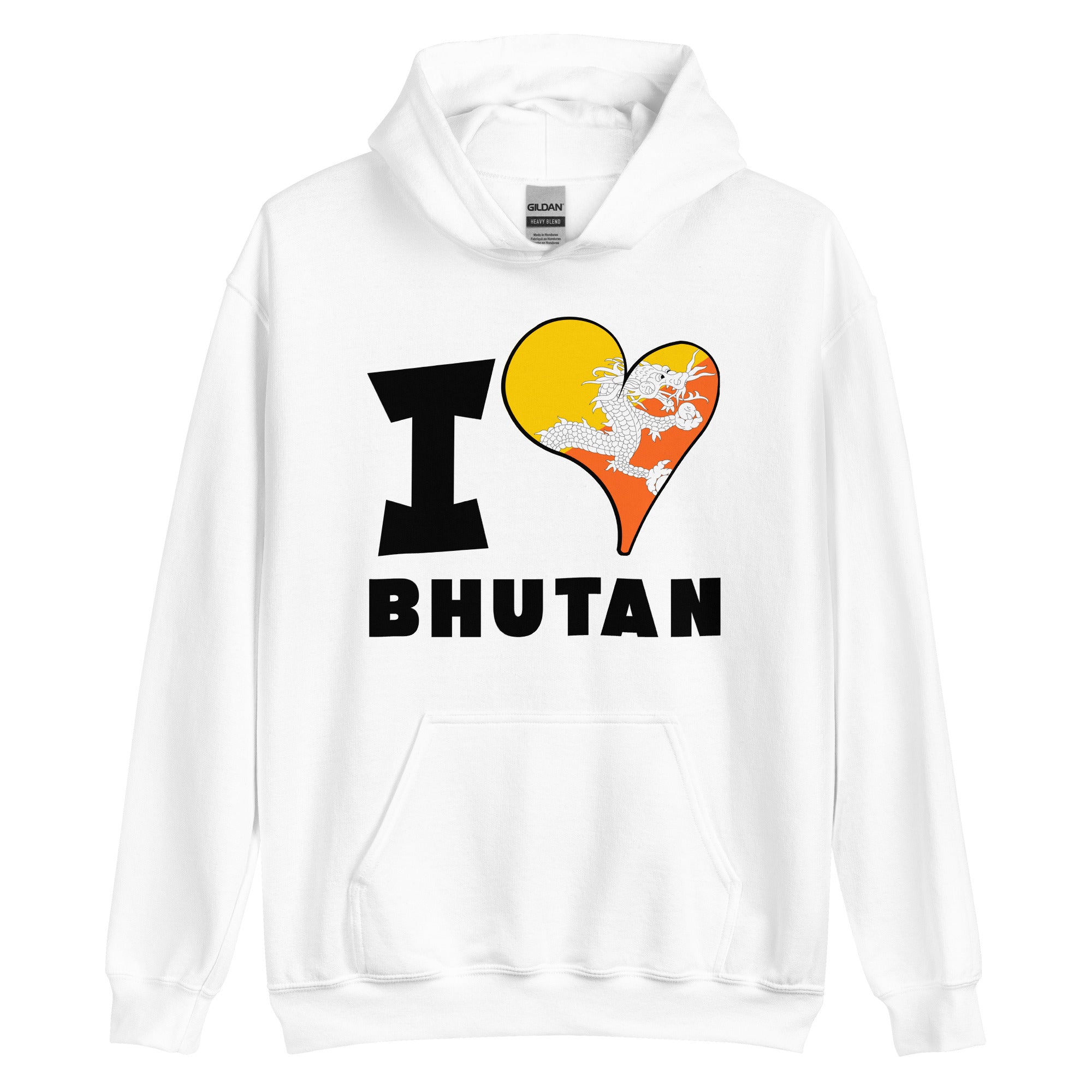 Unisex Hoodie - I Love Bhutan Flag