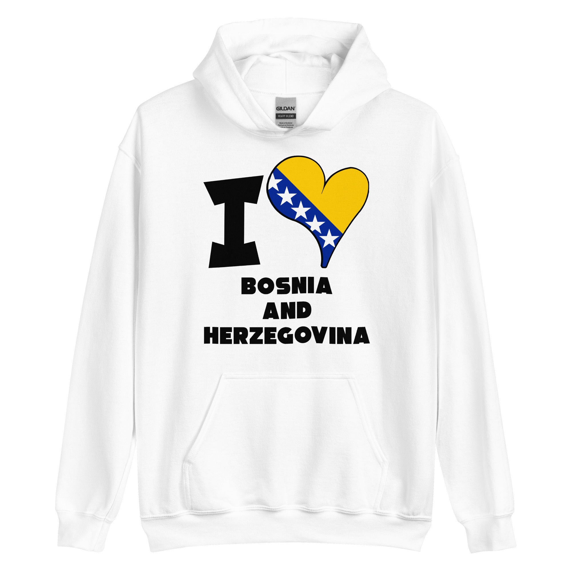 Unisex Hoodie - I Love Bosnia and Herzegovina Flag