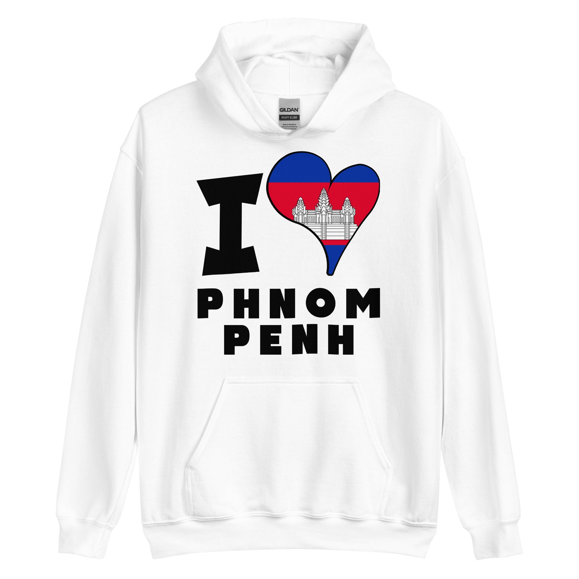 Unisex Hoodie - I Love Phnom Penh Flag