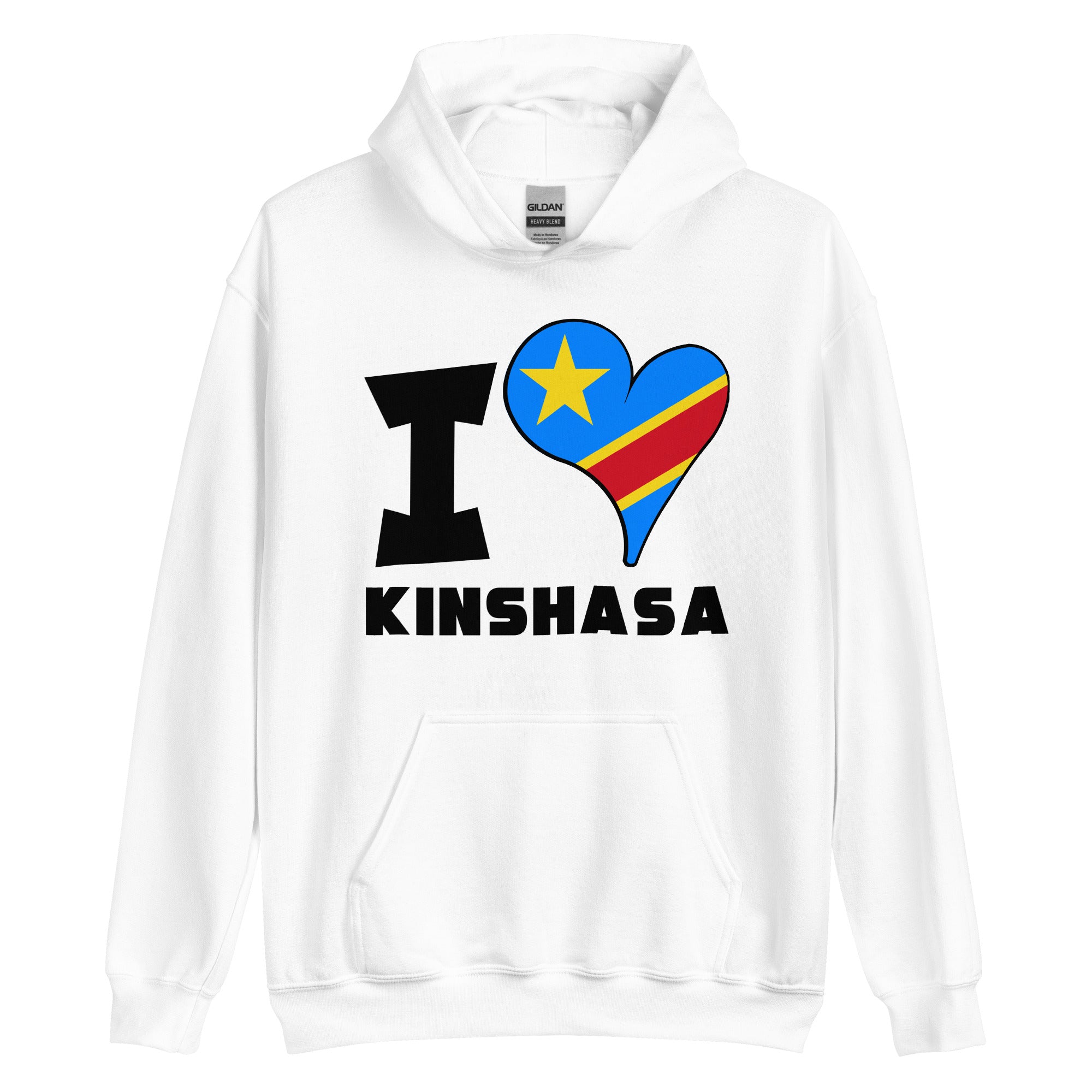 Unisex Hoodie - I Love Kinshasa Flag