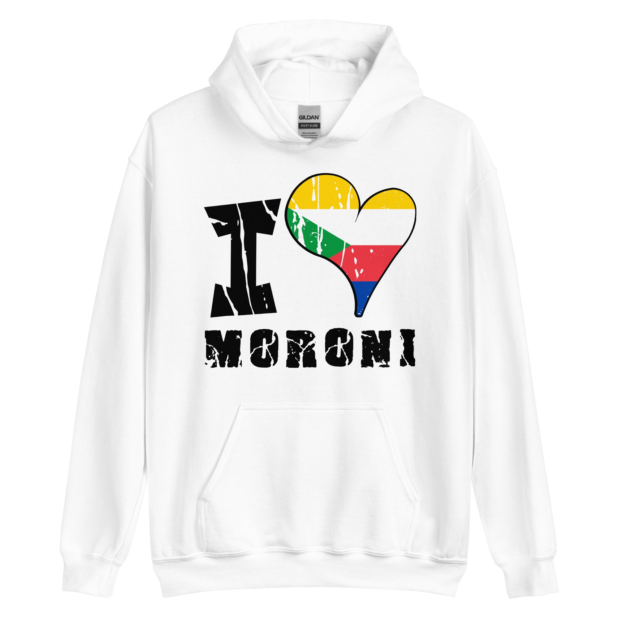 Unisex Hoodie - I Love Moroni with scratchy flag