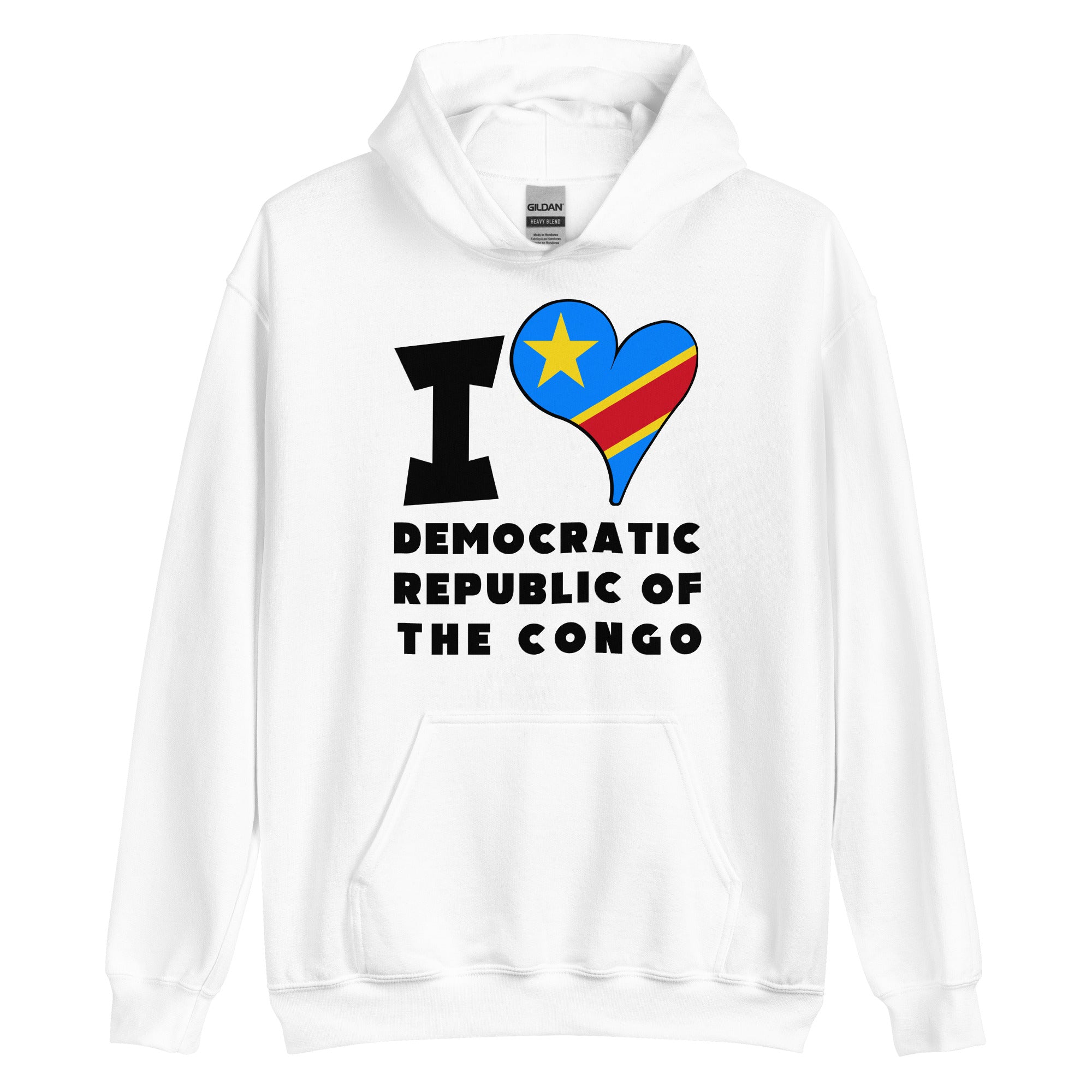 Unisex Hoodie - I Love Democratic Republic of the Congo Flag