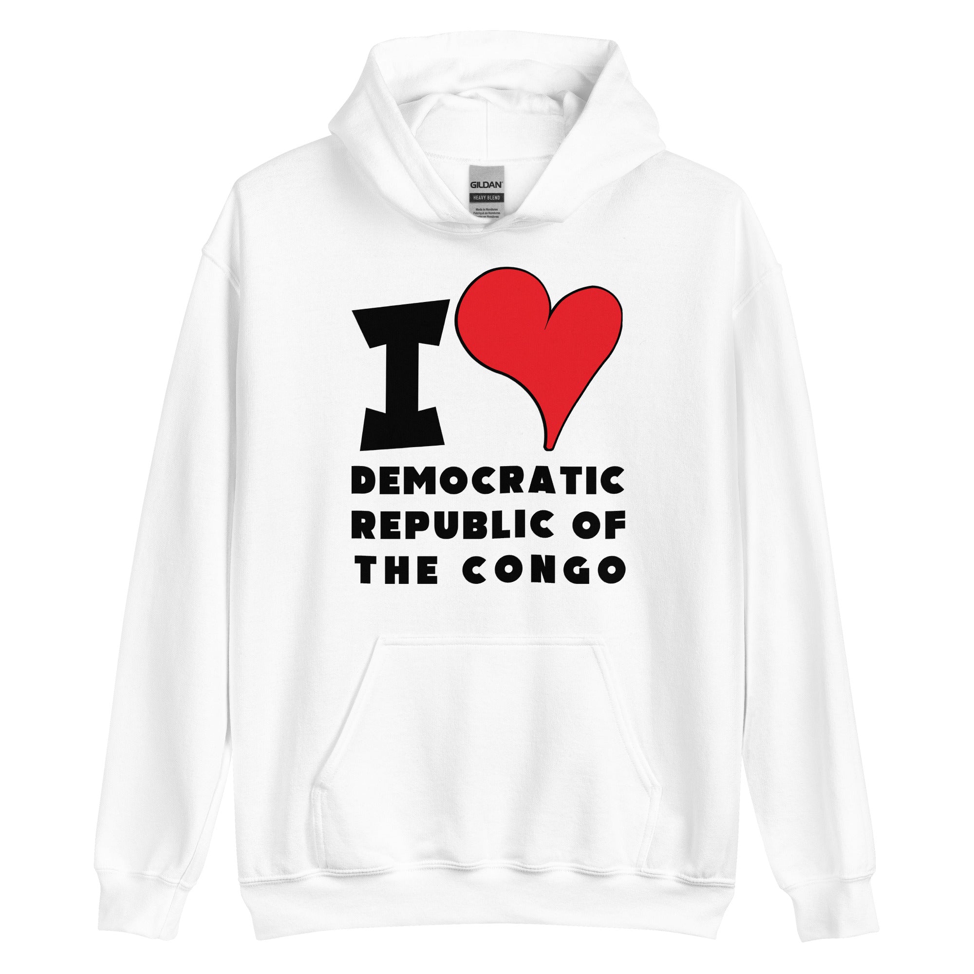 Unisex Hoodie - I Love Democratic Republic of the Congo Red