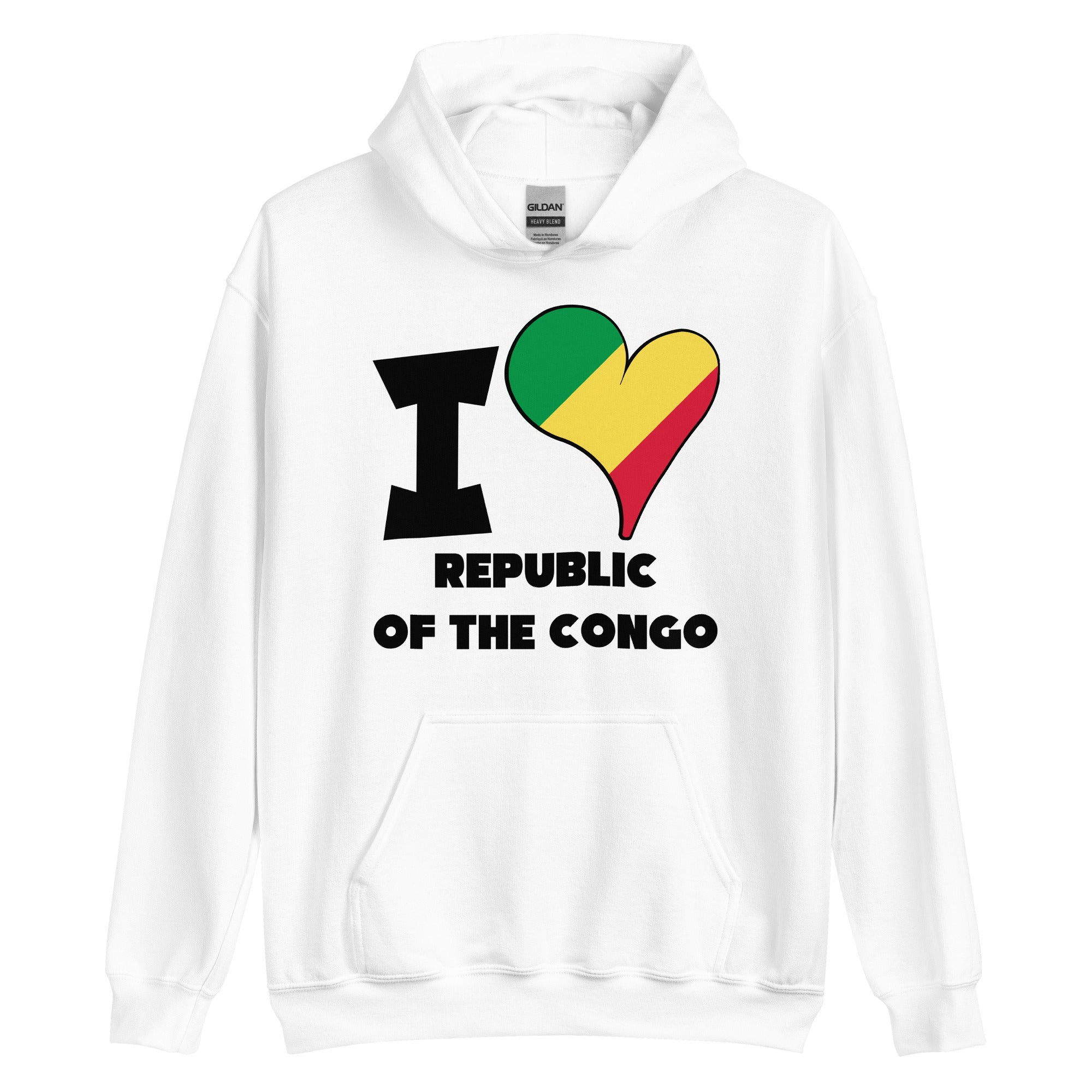 Unisex Hoodie - I Love Republic of the Congo Flag