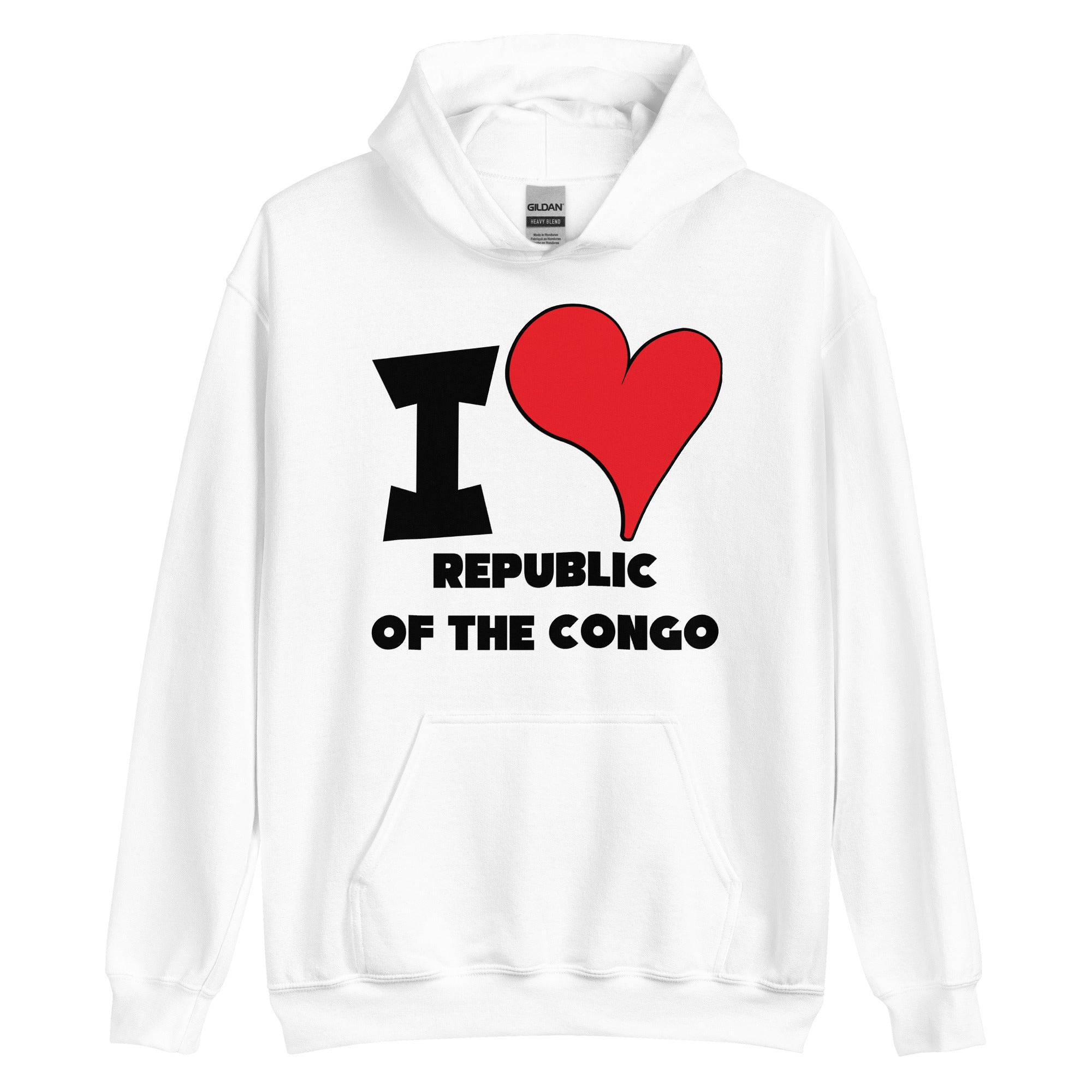 Unisex Hoodie - I Love Republic of the Congo Red