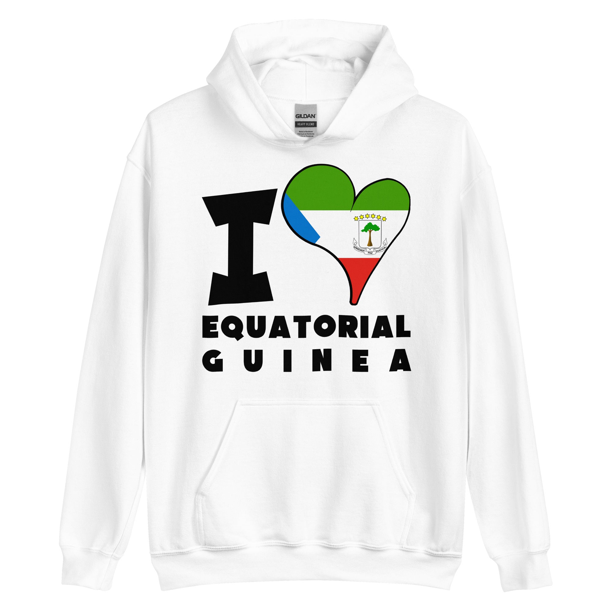 Unisex Hoodie - I Love Equatorial Guinea Flag