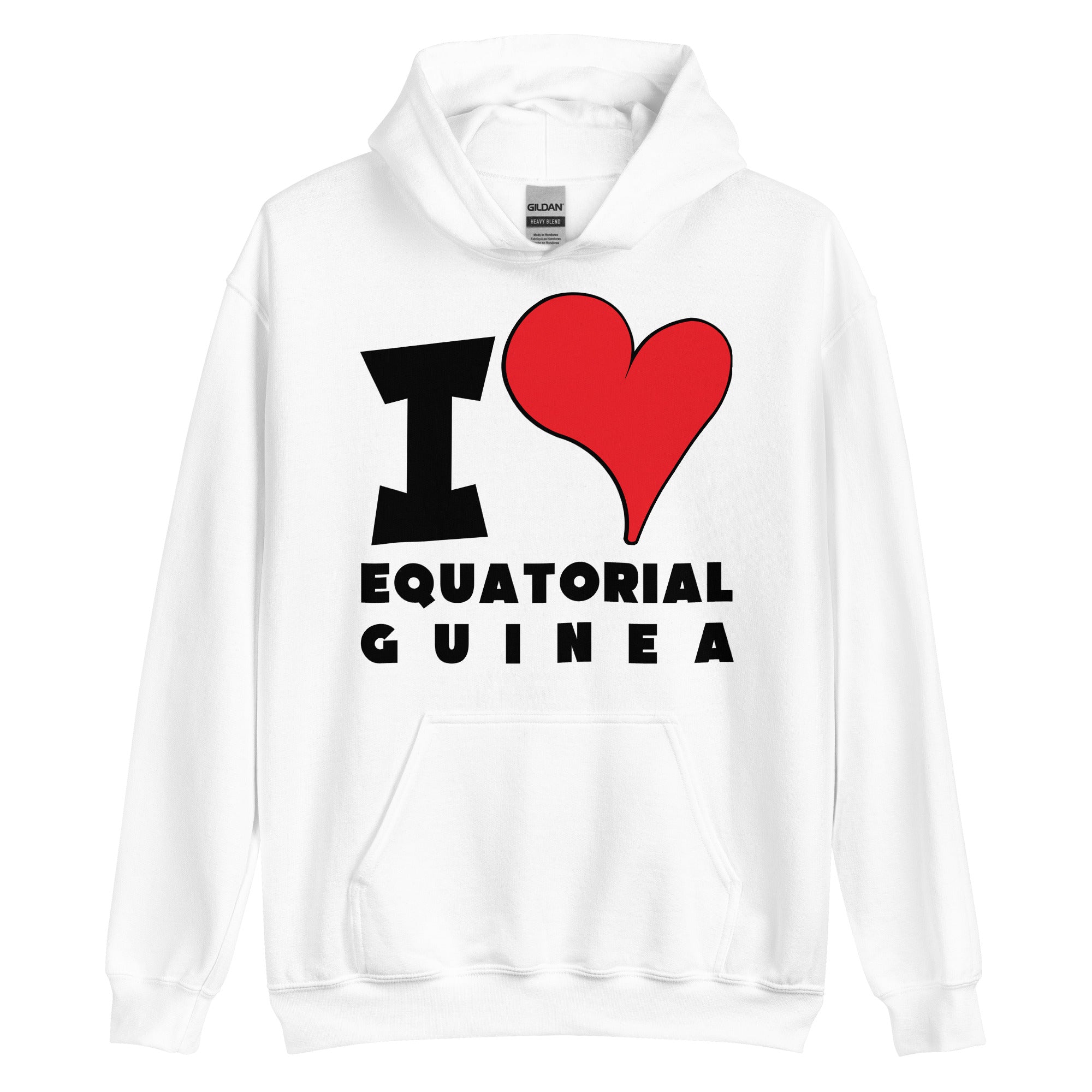 Unisex Hoodie - I Love Equatorial Guinea Red