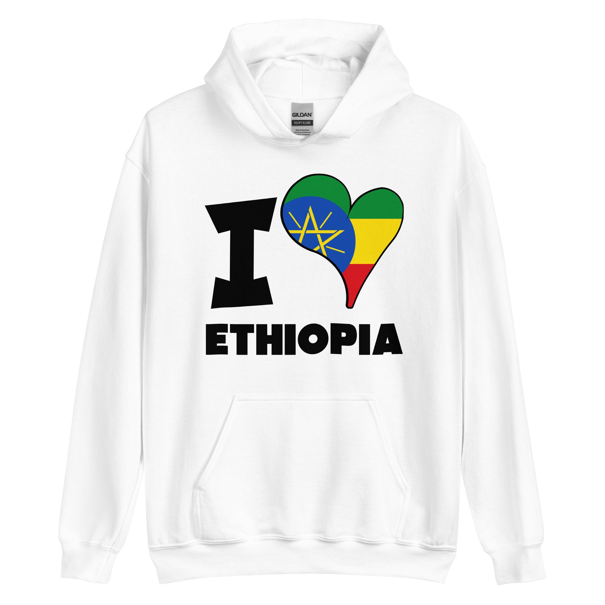 Unisex Hoodie - I Love Ethiopia Flag