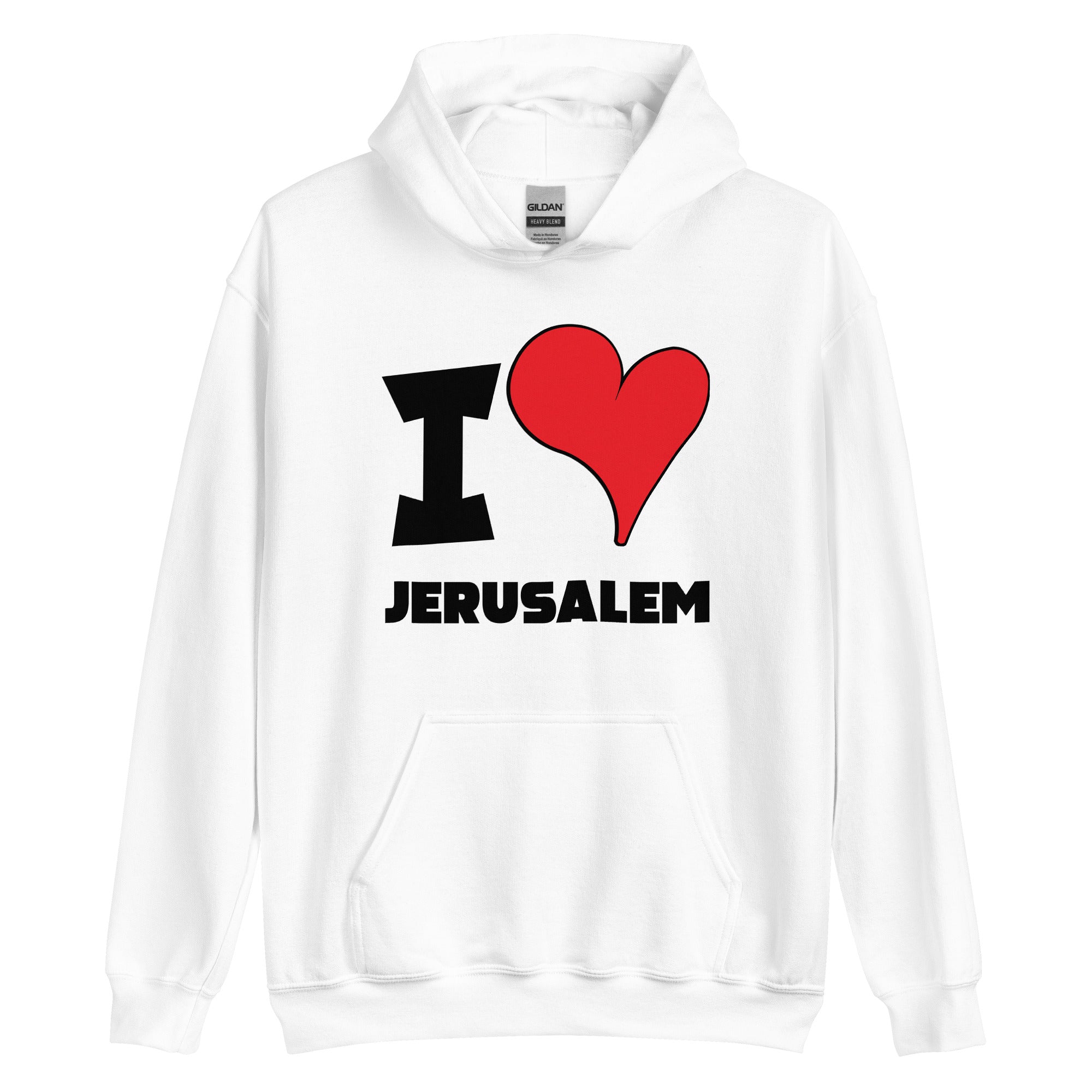 Unisex Hoodie - I Love Jerusalem Red