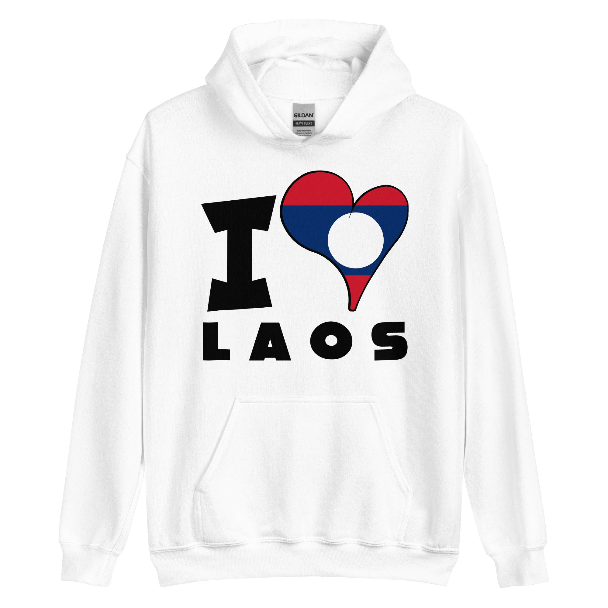 Unisex Hoodie - I Love Laos Flag